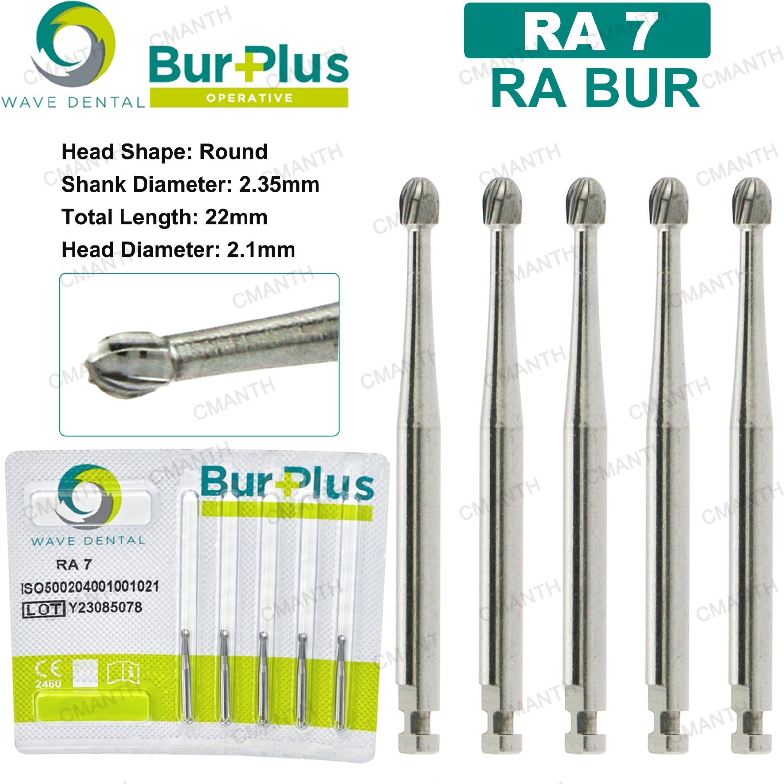 WAVE Tungsten Carbide Burs Dental Round Latch Carbide Bur RA 1-10 For Slow Speed