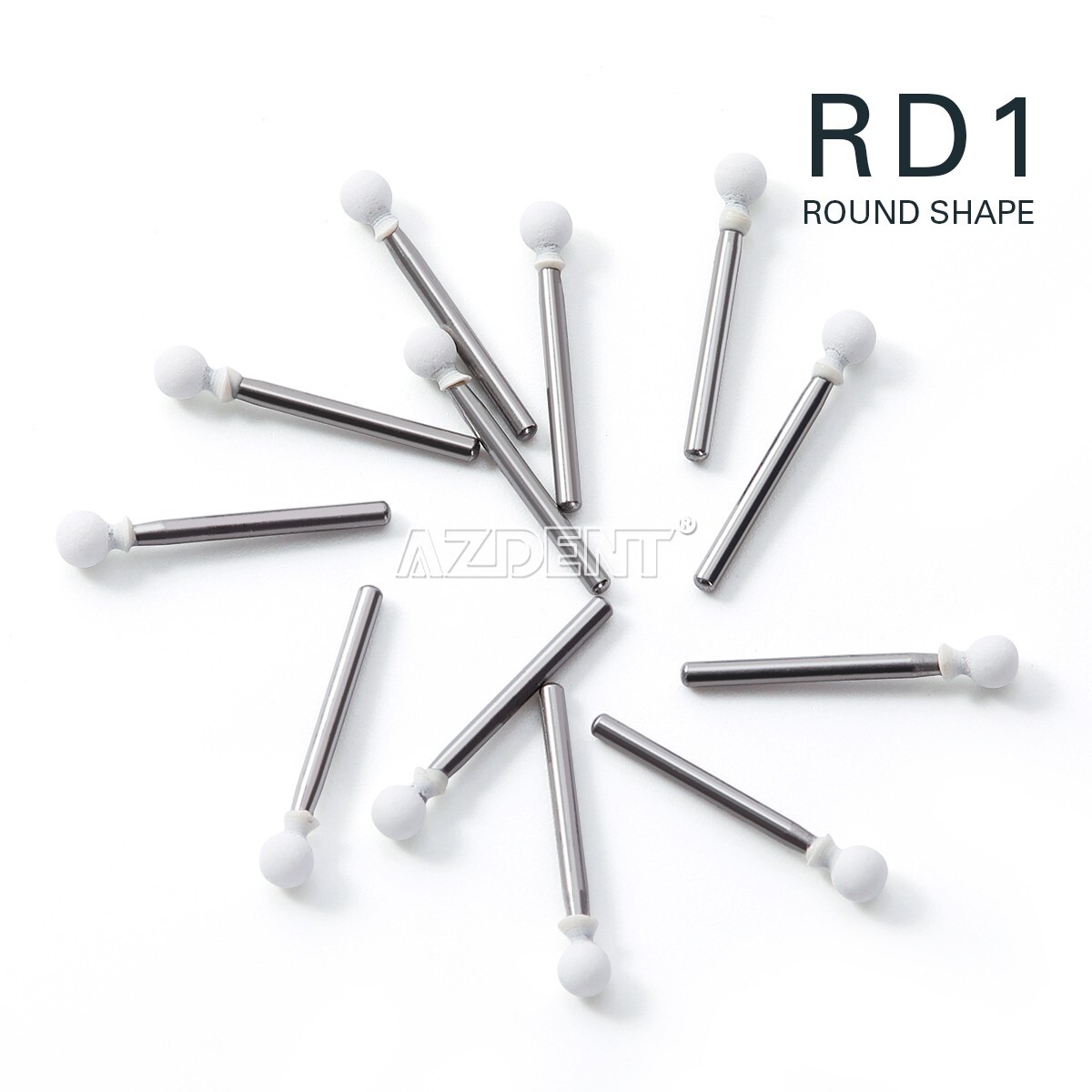 Dental Polishing Burs -FG Abrasion Points Bur Round Mounted White Stone 12/pack