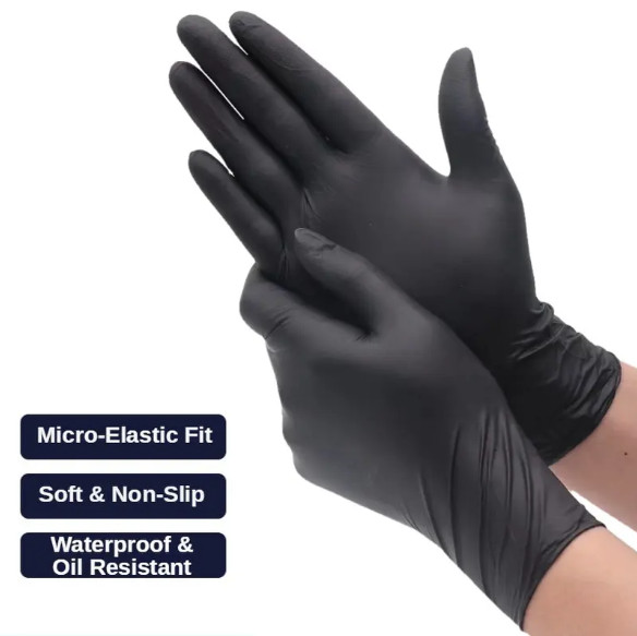 Black Nitrile Disposable Gloves Powder Latex Free | 3, 5, & 6 Mil & Size S – XXL