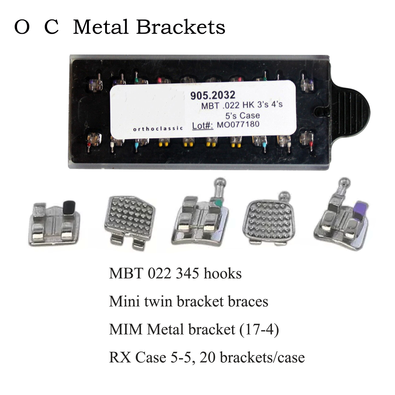 Dental Orthodontic Brackets Metal Brace MIM MINI Roth MBT 022 018 345 With Hooks