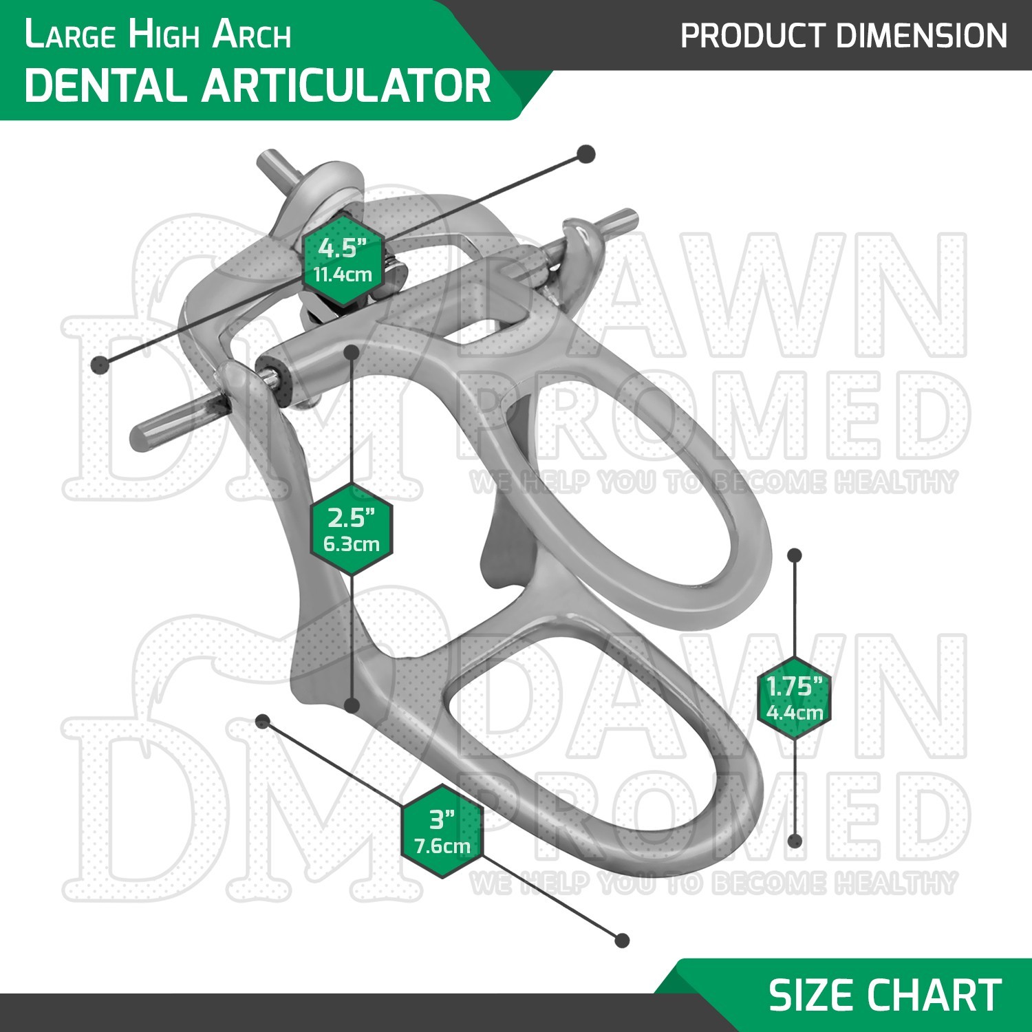 Dental Lab Articulator Chrome Plated Large High Arch Hinge Denture Instrument