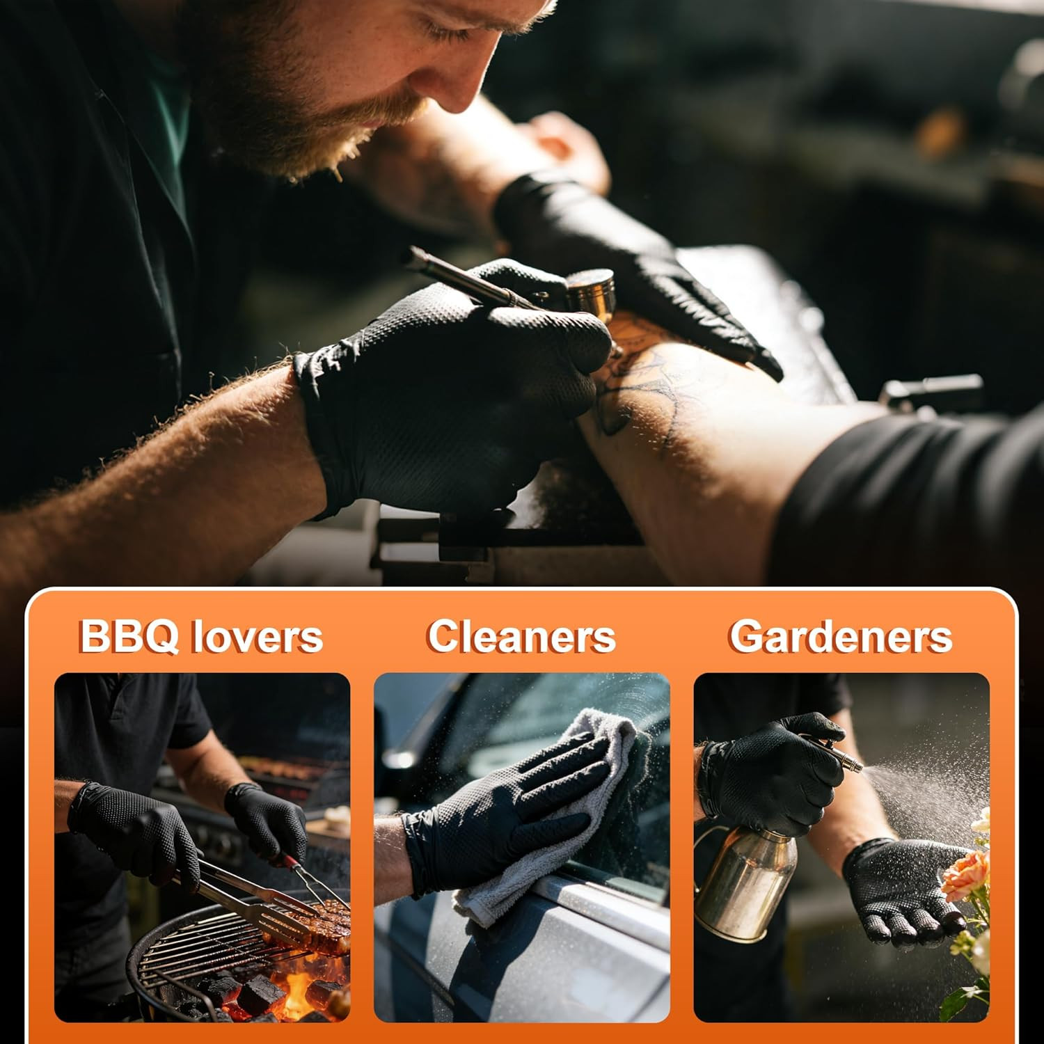 10Mil Nitrile Gloves Thick,Industrial Disposable Gloves with Diamond Textured,He