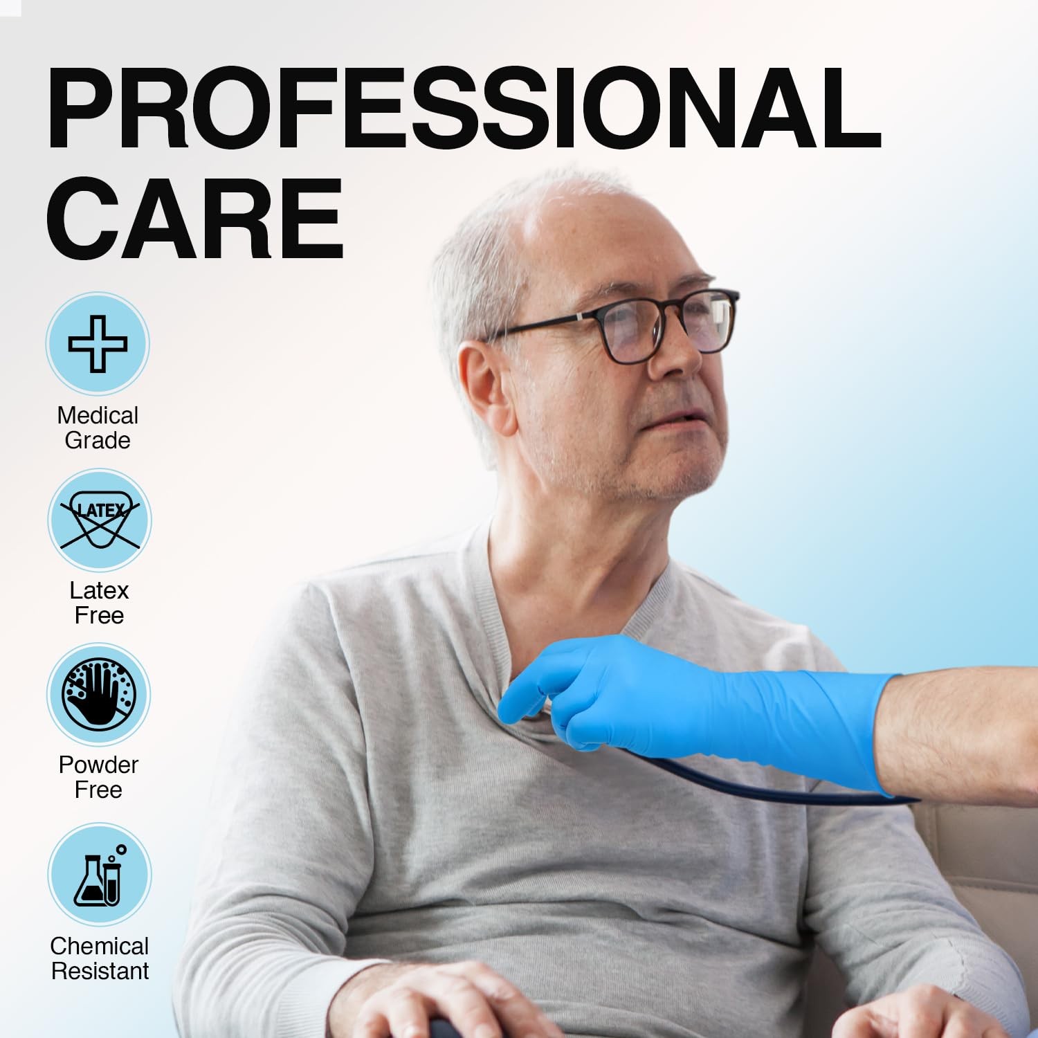 Schneider Nitrile Exam Gloves, Extended 12 Inches Cuff, Medium, Blue