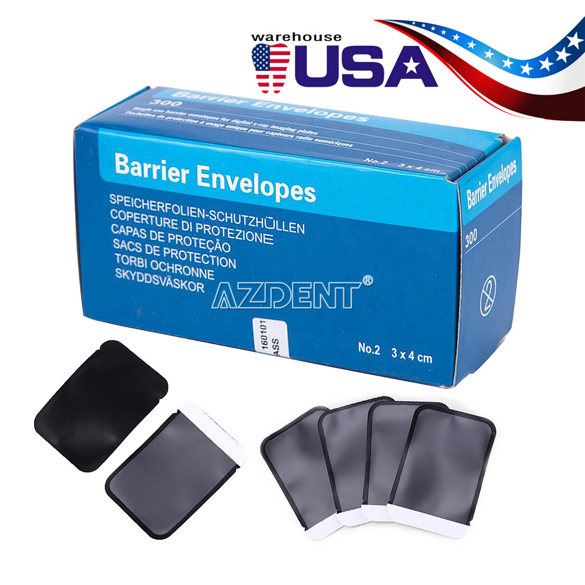 300 Pcs Size 2# Dental Digital X-Ray Barrier Envelopes For Scan X Phosphor Plate
