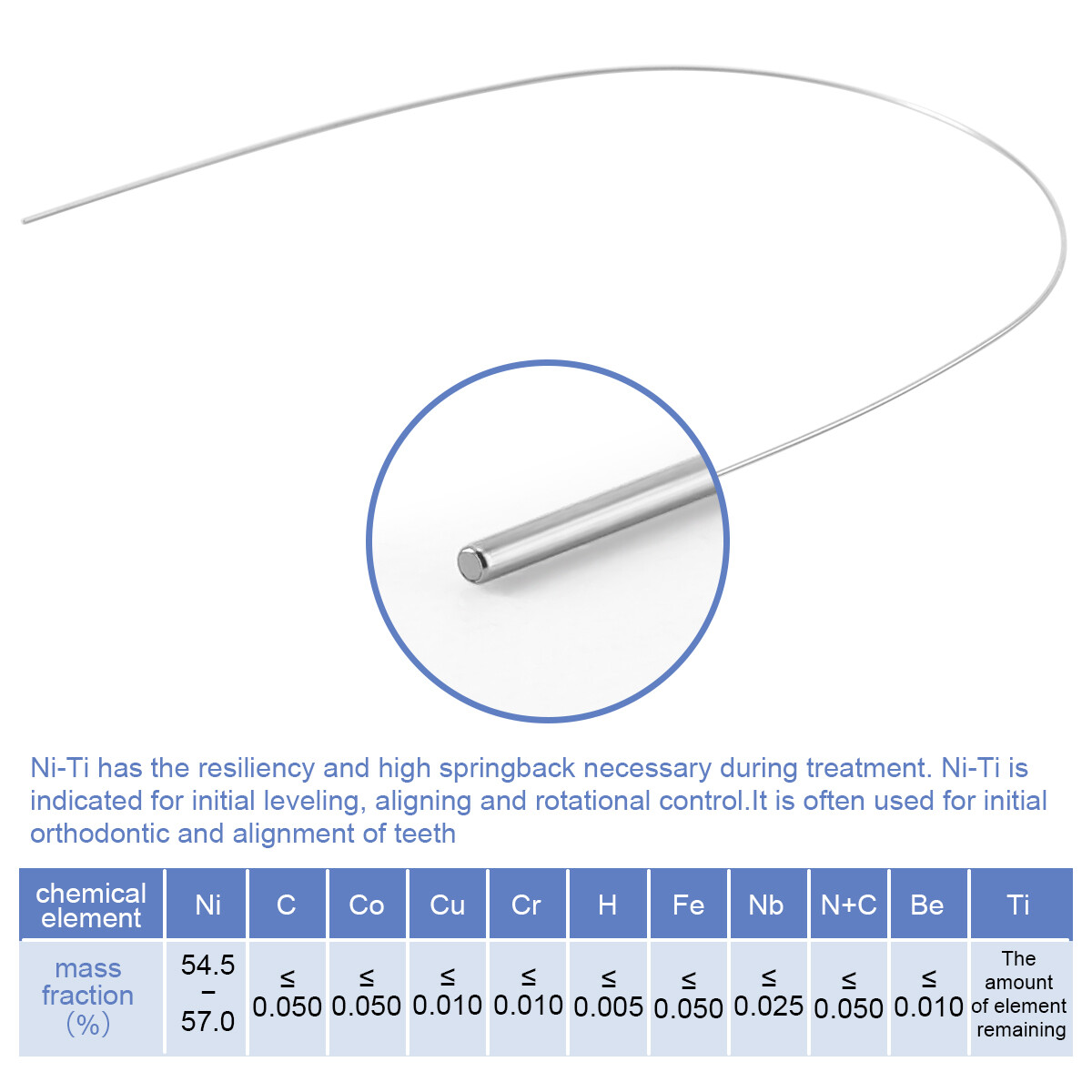 10Pcs/Pack Dental Orthodontic Arch Wire Super Elastic NITI Round Natural Form