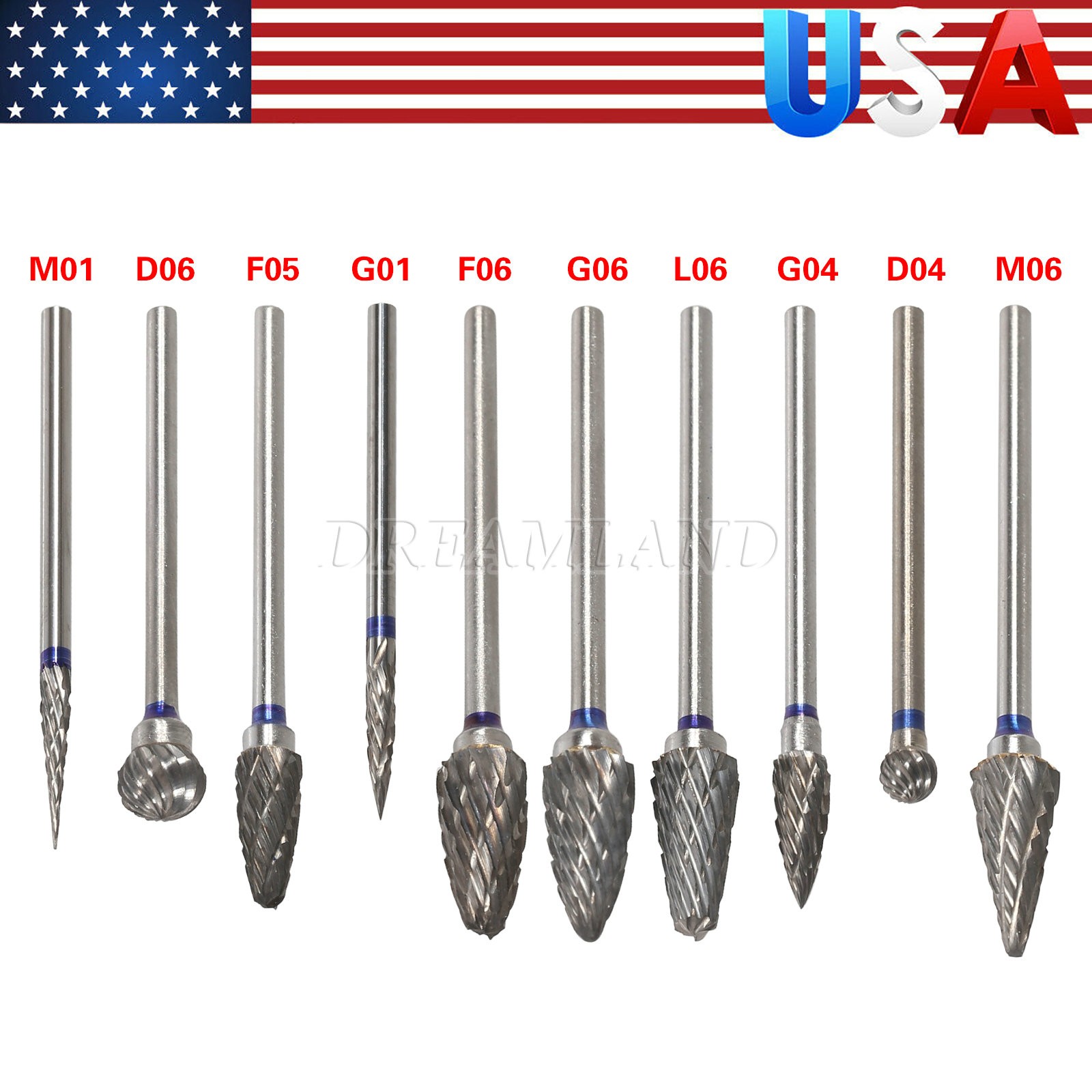 10 Pcs Tungsten Carbide HP Dental Acrylic Bur Drill Coarse Cutter 2.35mm Shank
