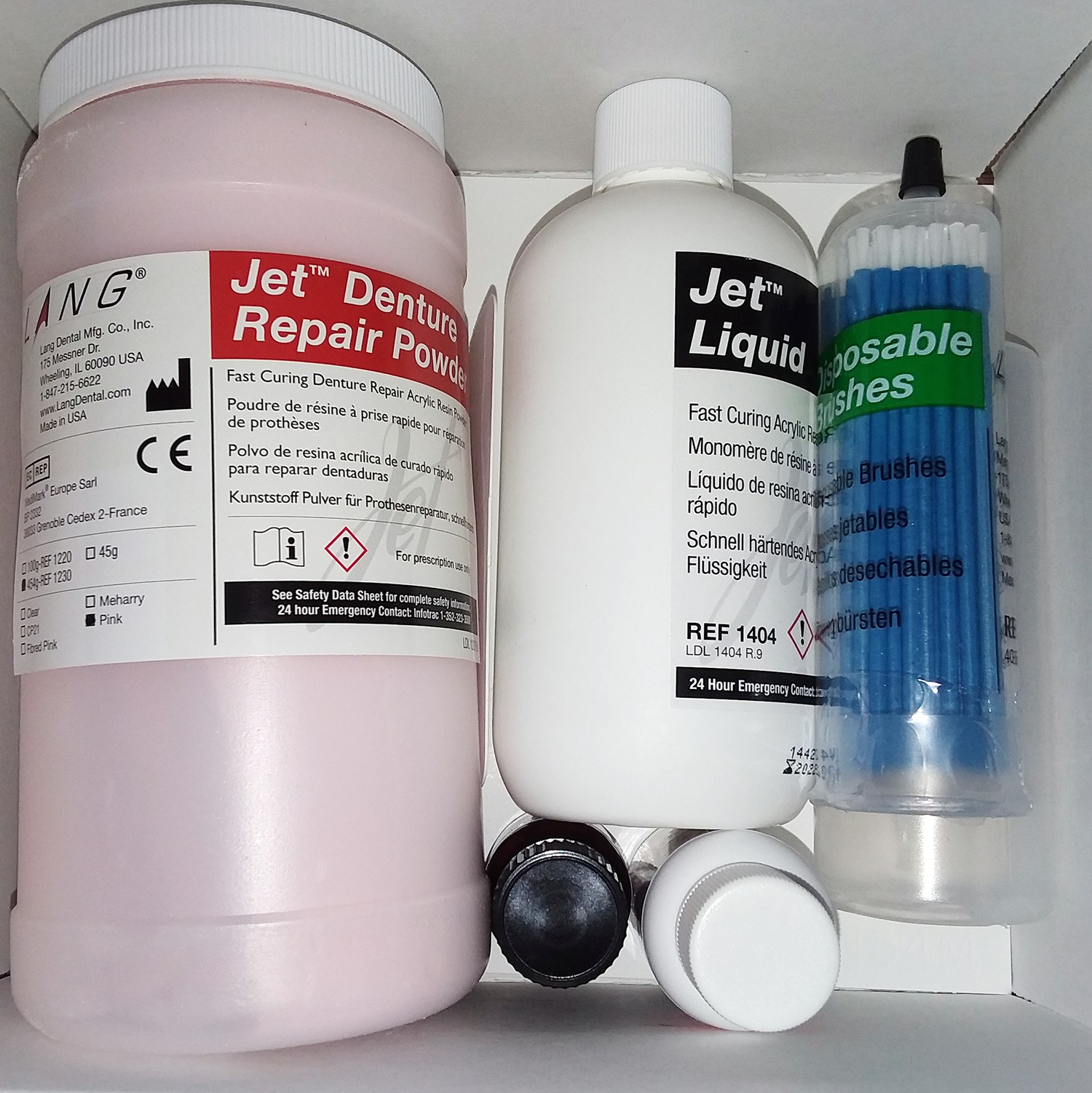 Lang Dental 1234PNK Jet Denture Repair Acrylic Powder/Liquid Pink Fast Set 1 Lb