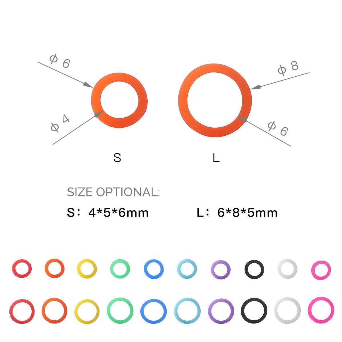 100 Pcs/Box Dental Instrument Hygienist Silicone Color Code Rings Bands Circle