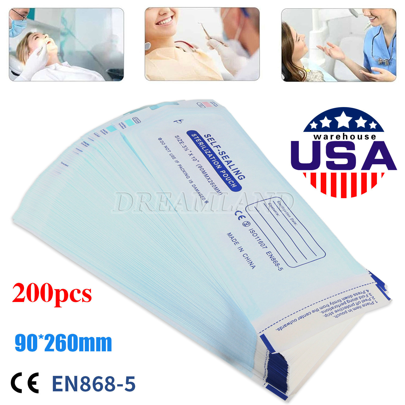3.5″ X 10″ Self Sterilization Pouches Autoclave Pouch, Sterilizer Bags Dental US