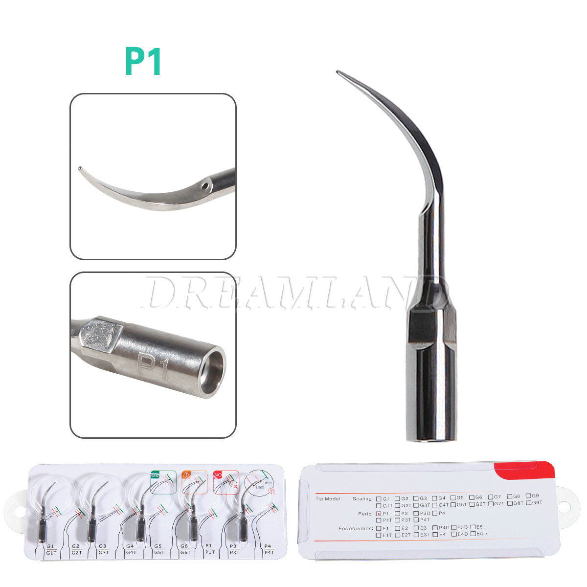 10 Dental Ultrasonic Scaler Scaling mixed Tips Fit DTE SATELEC Handpiece GD1-GD6
