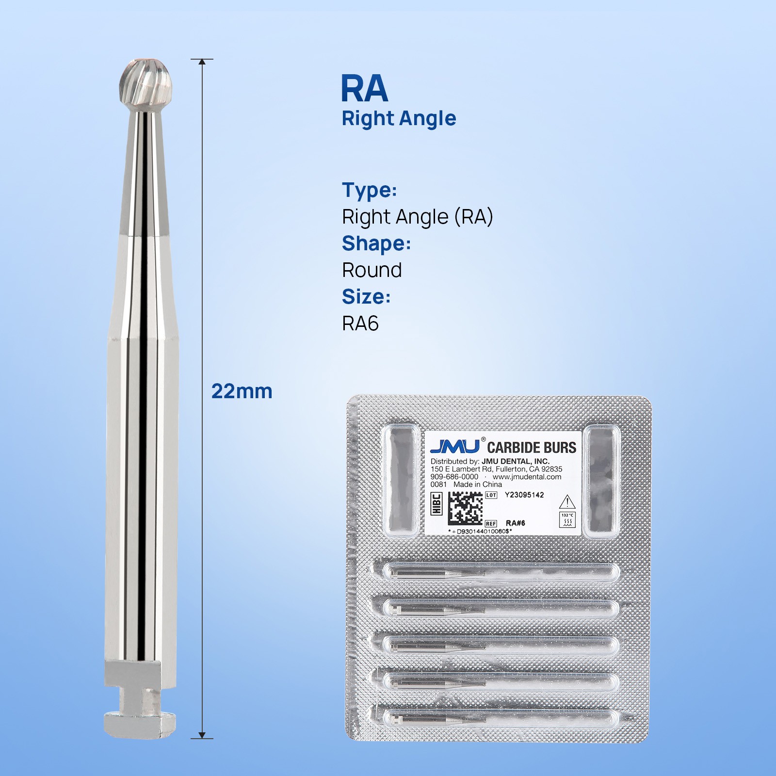 5/pk Dental Carbide Burs FG RA 1-5# Round Cone Burs for High Speed Handpiece