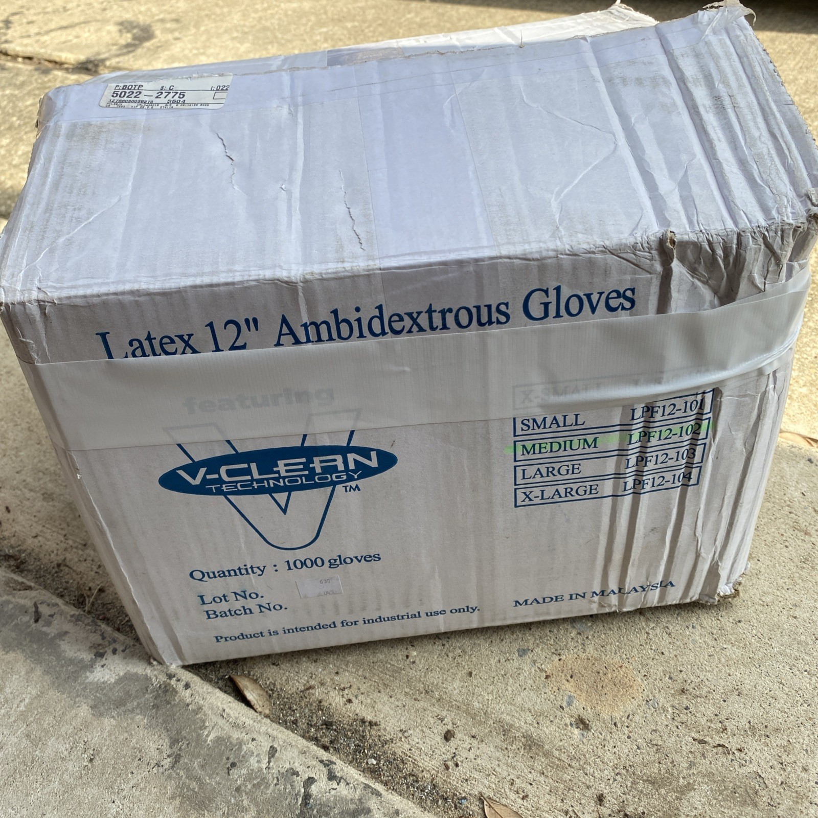 v-clean LPF12-102 latex 12″ ambidextrous gloves ( Lot Of 100 )