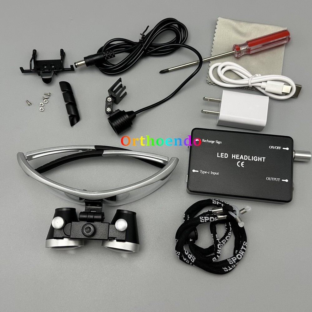 3.5X Dental Surgical LED Loupe Headlight Medical Binoculars Magnifier US/EU Plug
