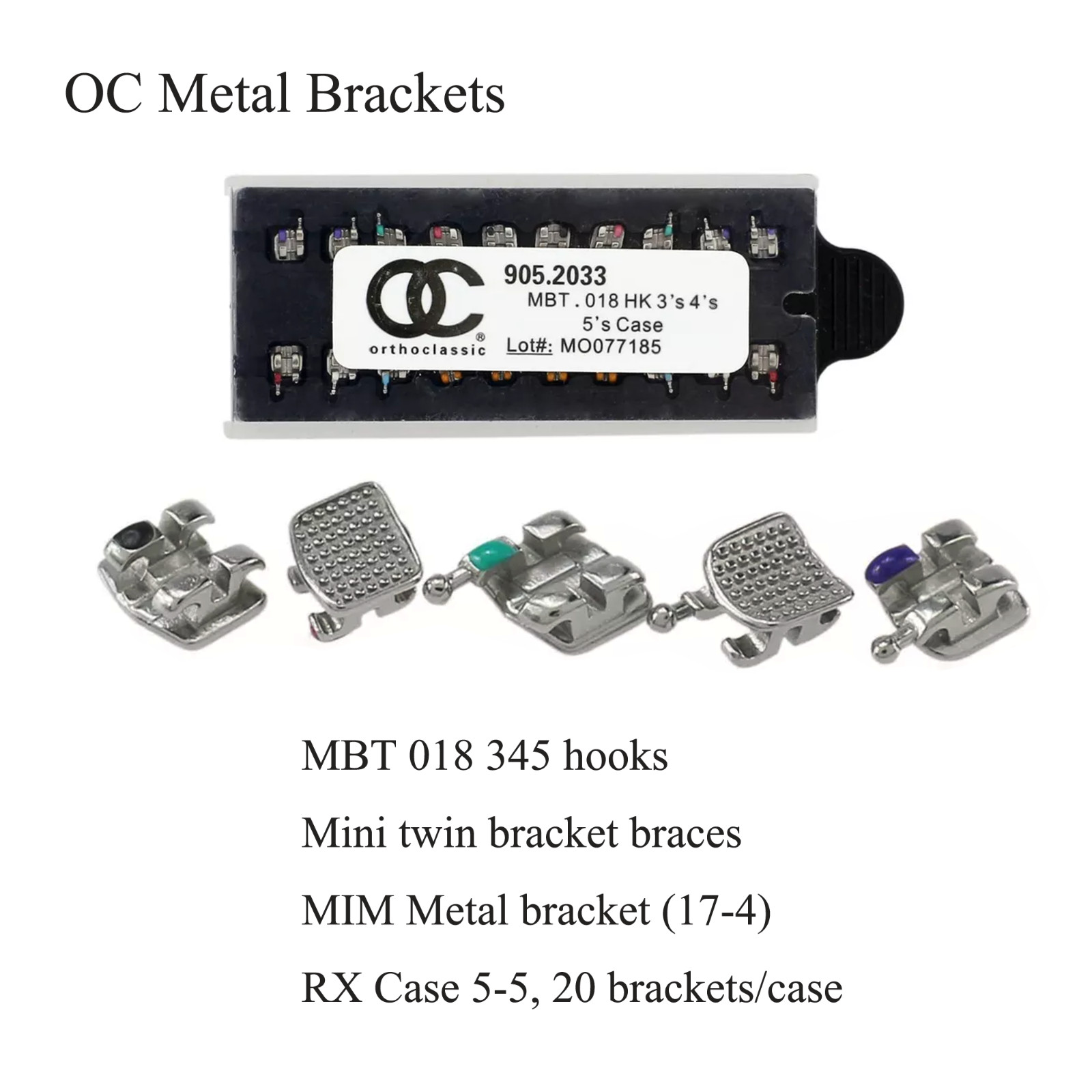 Dental Orthodontic Mini Brackets Metal Braces MIM ROTH MBT 018 022 345 Hooks