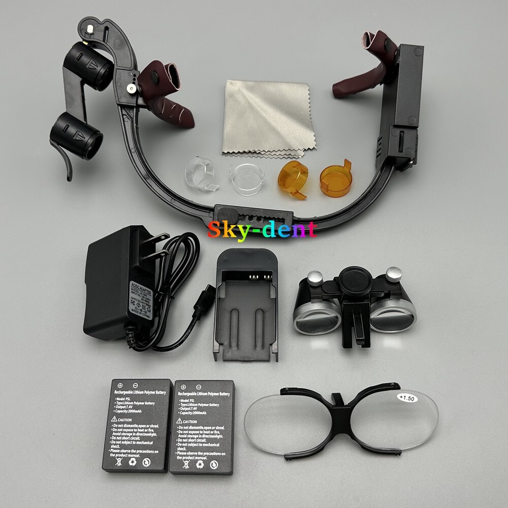 Dental Surgical Headlight 3.5X Magnification Binocular Loupes 5W LED US/EU Plug