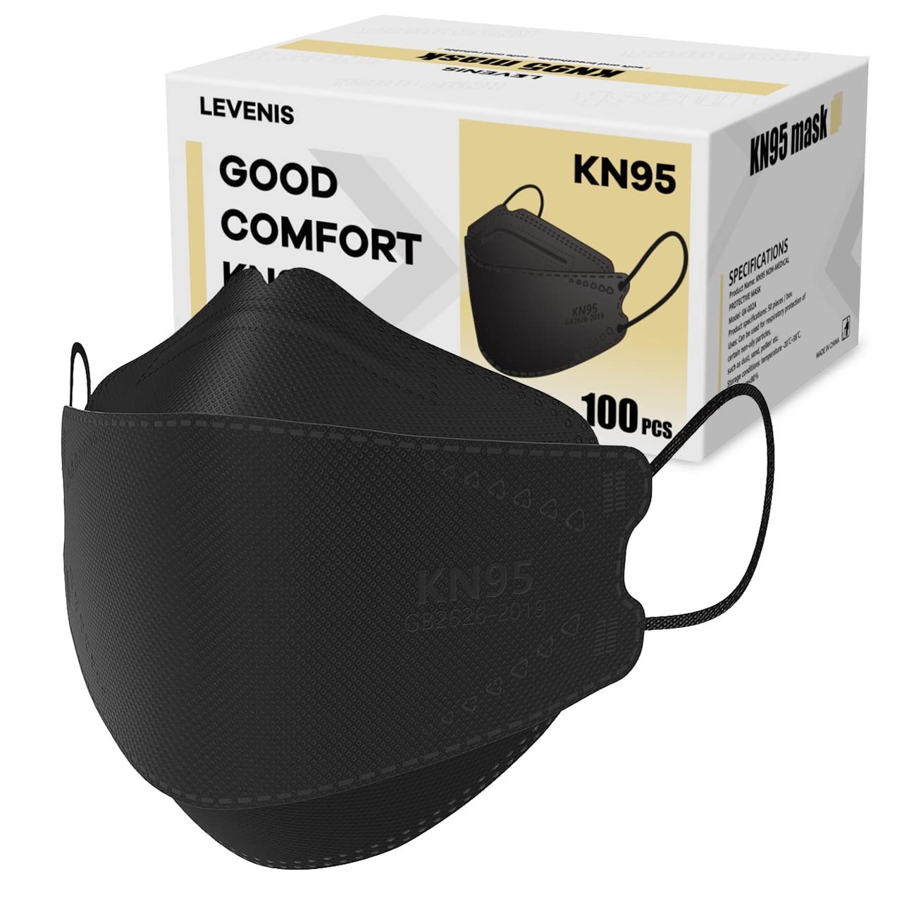Lightweight KN95 Face Masks 100 Pack Skin Friendly Black for Everyday Protection