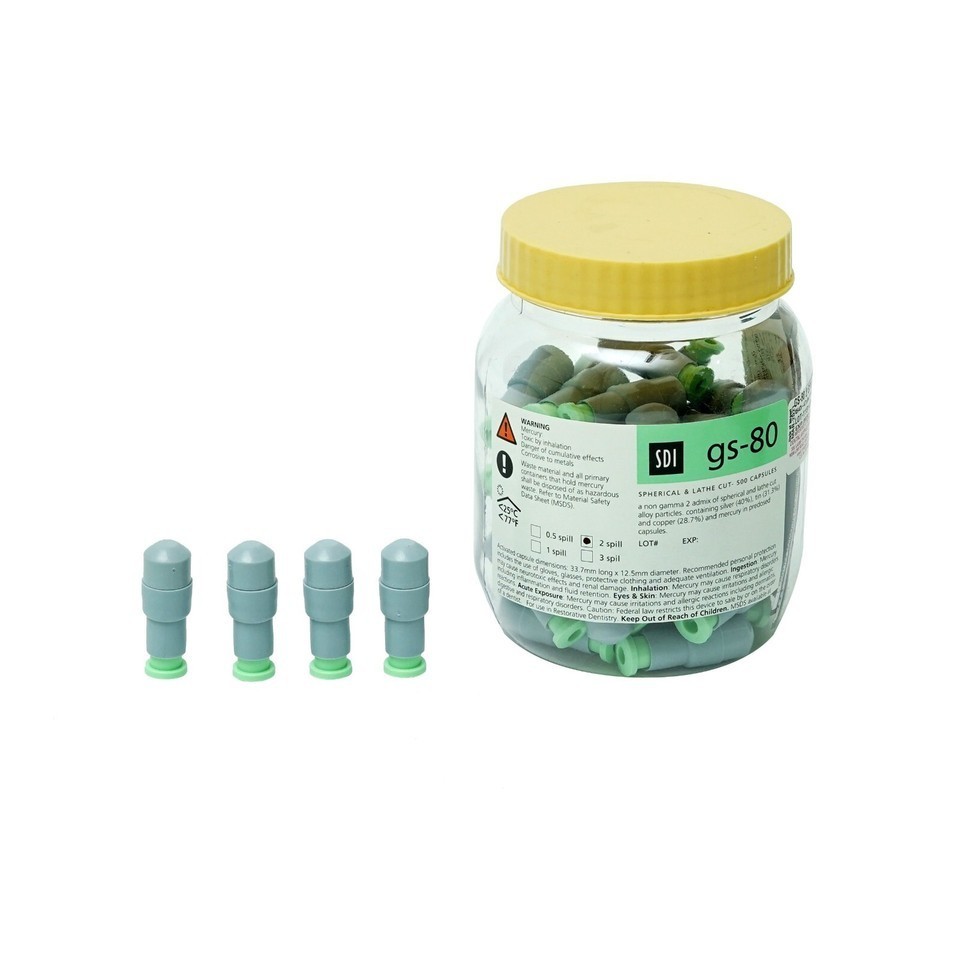 SDI GS-80 Amalgam Alloy Regular Set Dental Spill-2 (50 Capsules) Jar