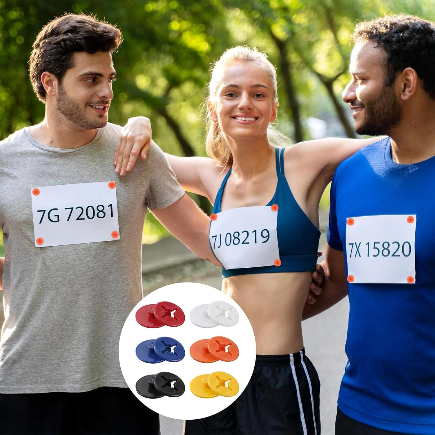 24 PCS Multicolor Bib Snaps for Runners, Race Number Buckle Fixing System, Triat