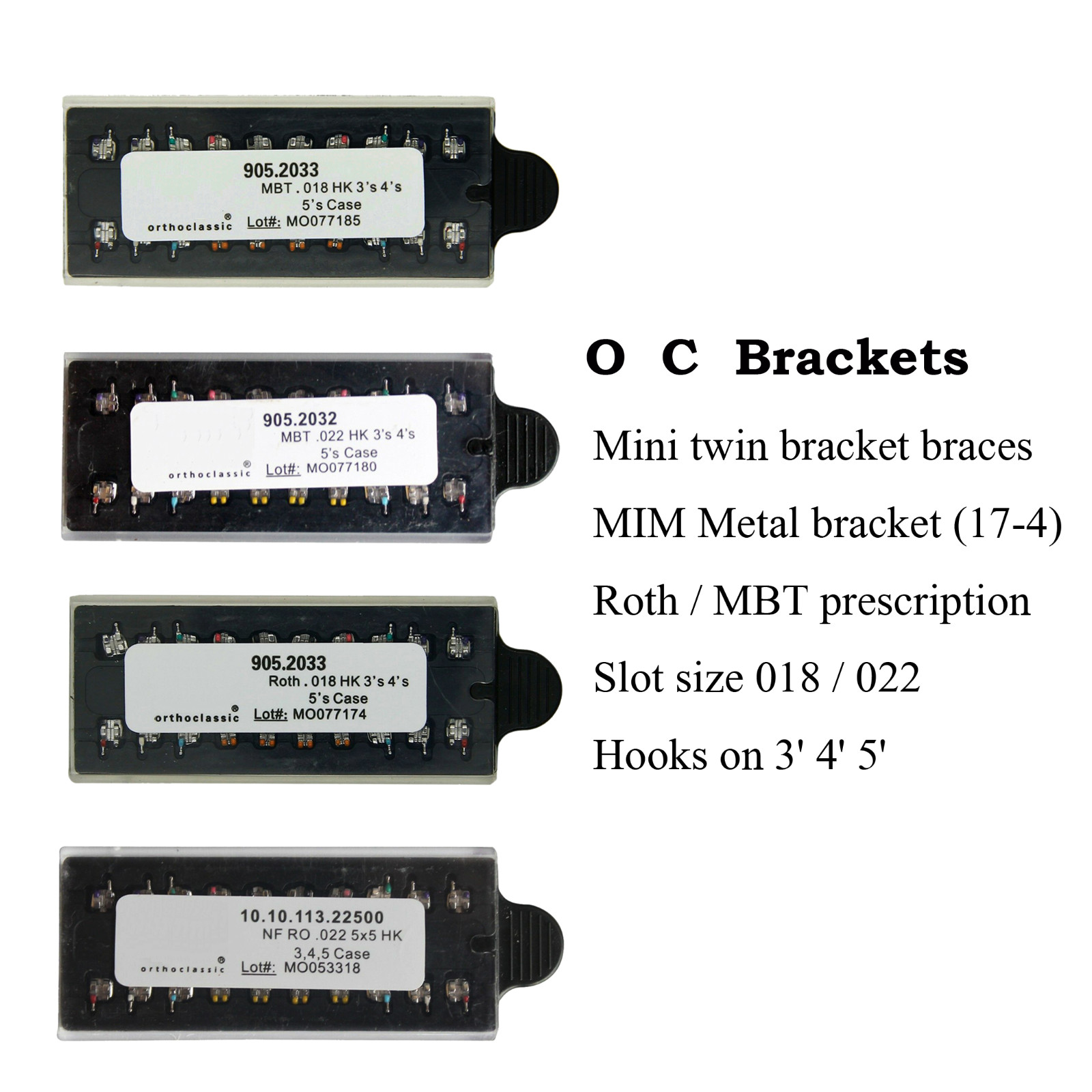 Dental Orthodontic Brackets Metal Braces MIM Mini Roth MBT 022 018 345 Hooks 5-5