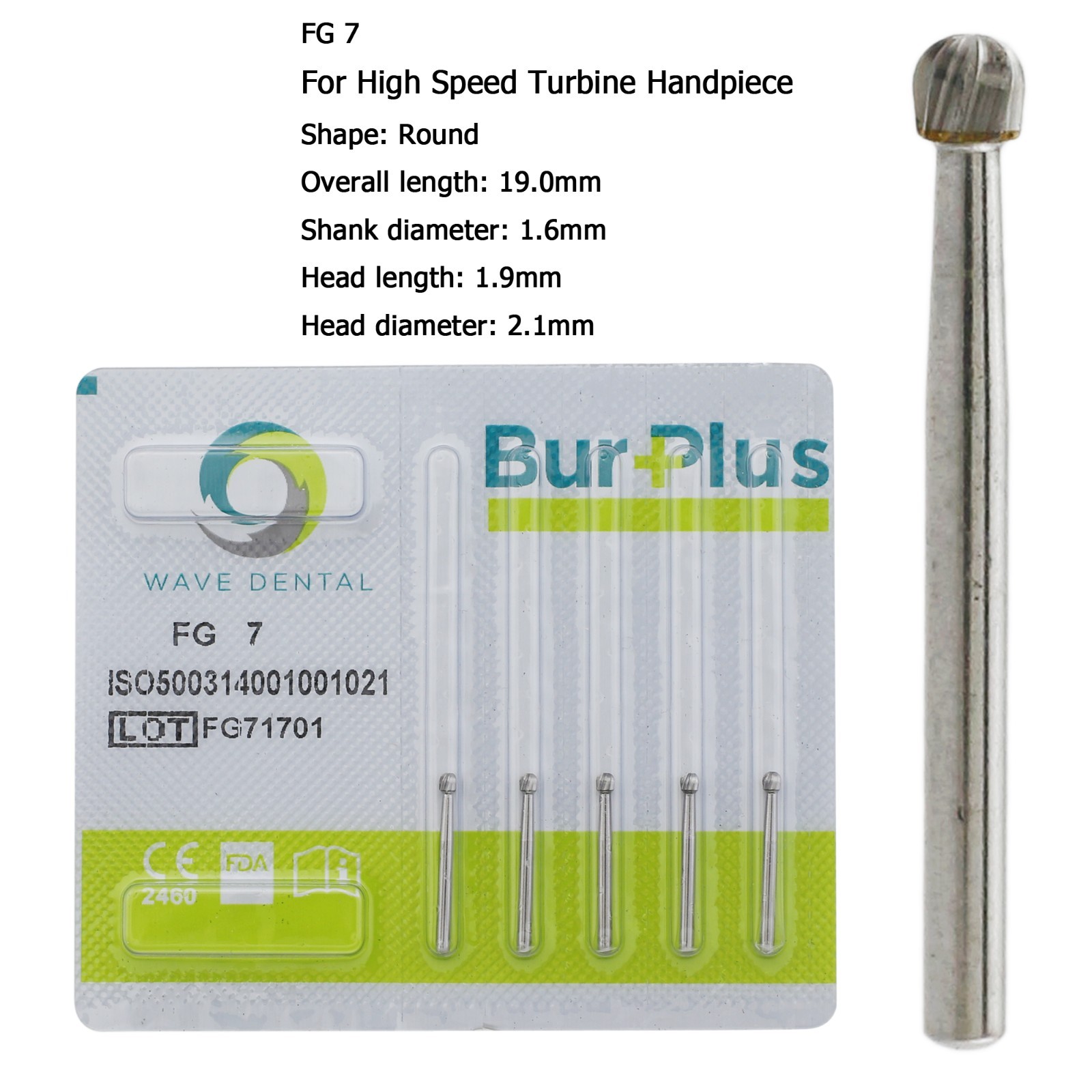 Wave Dental Carbide Burs Round Bur FG 330 1/4 2 6 8 557 High Speed Friction Grip