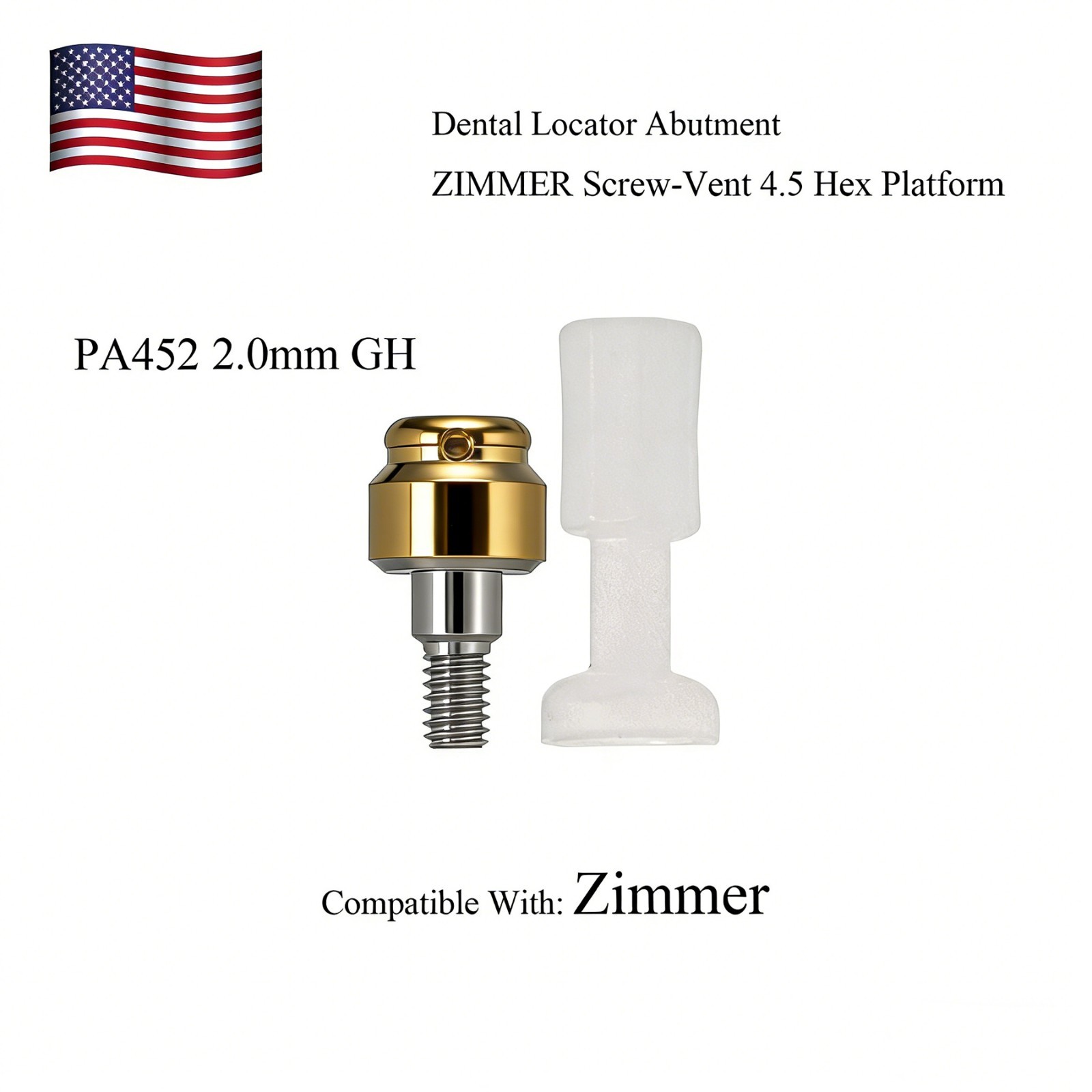 US Dental Zest Locator Abutment for Zimmer Screw-vent 4.5 Internal-Hex Platform