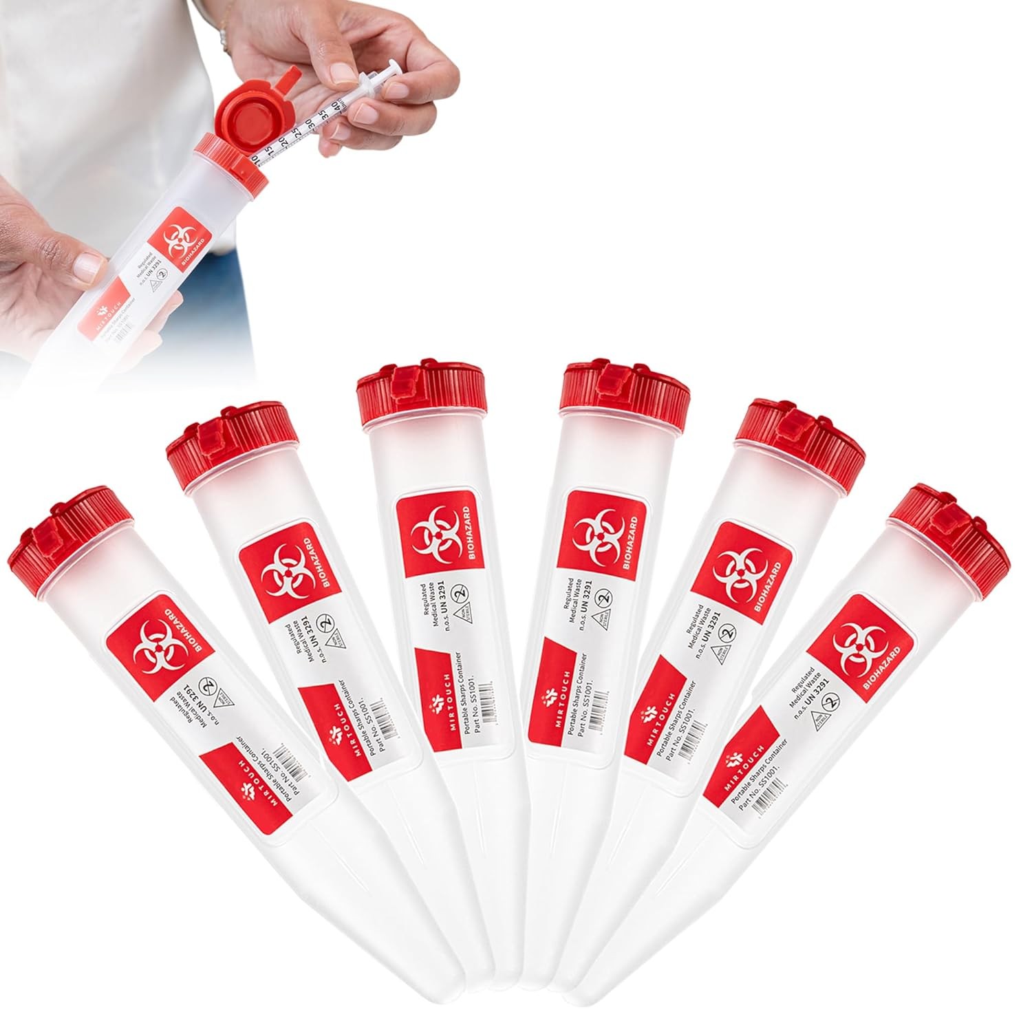 Single Use Portable Sharps Container for Needles Syringes Medical Disposal