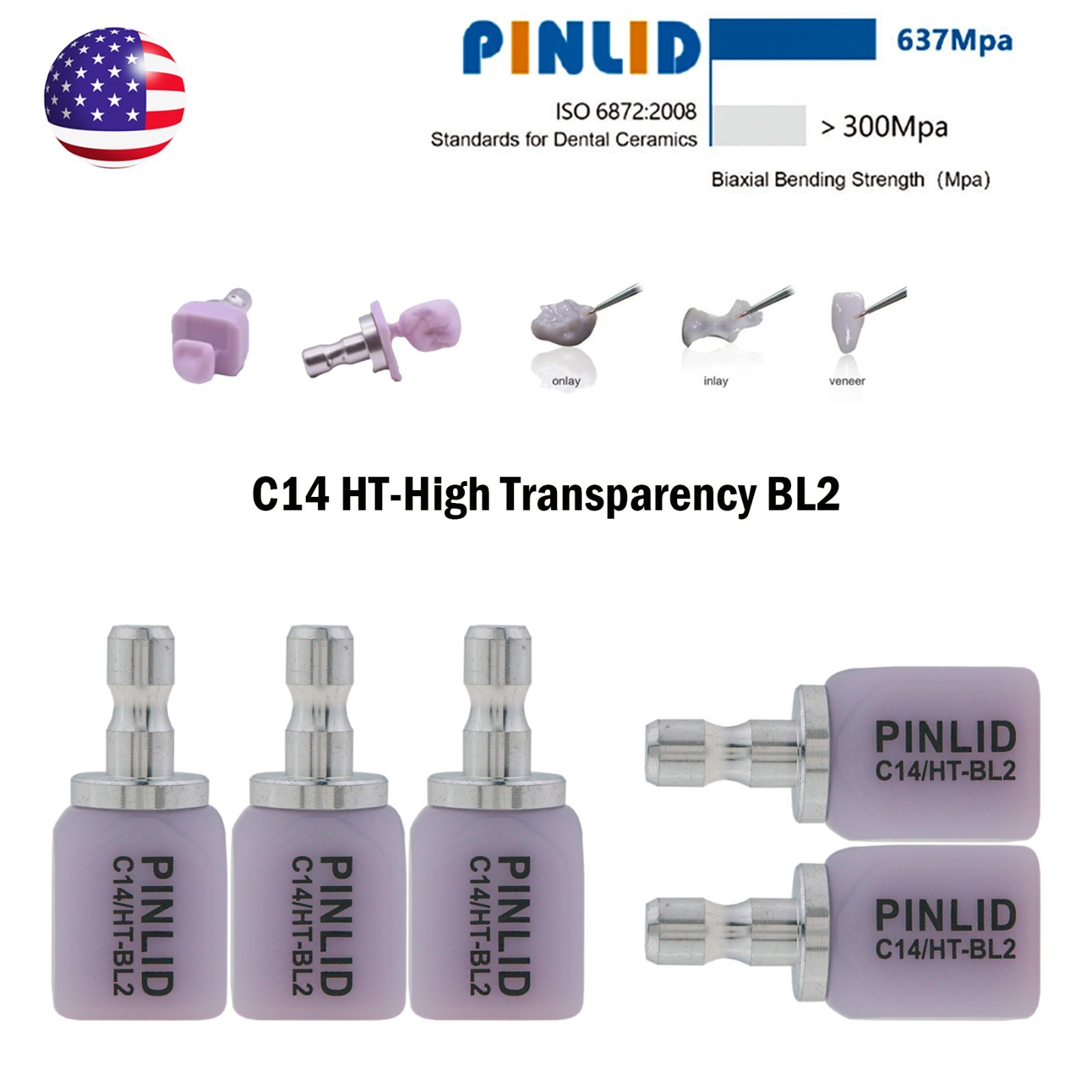 US C14 Emax Dental Glass Ceramic HT LT Lithium Dislicate CAD/CAM Cerec Blocks
