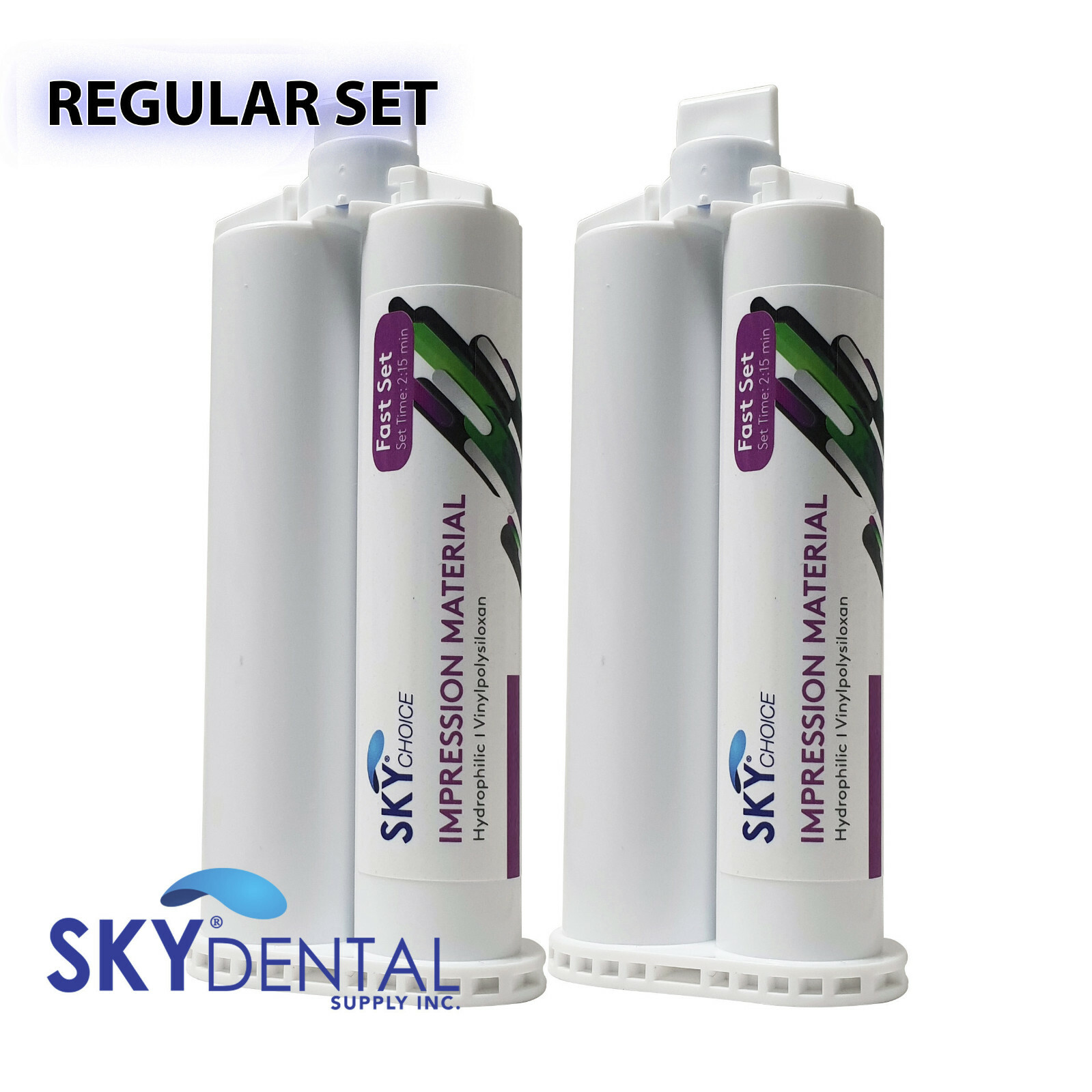 2x REGULAR SET Dental VPS Impression Material 50ml Cartridges MEDIUM LIGHT HEAVY
