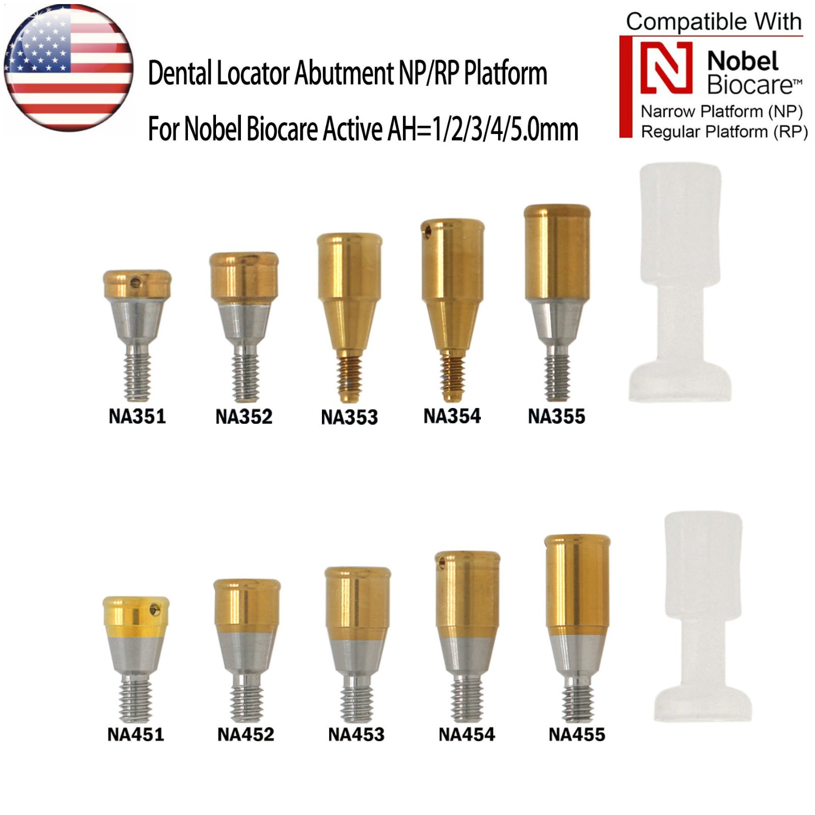 Locator Abutment for Nobel Active Biocare Conical Connection NP/RP 1-5mm Height