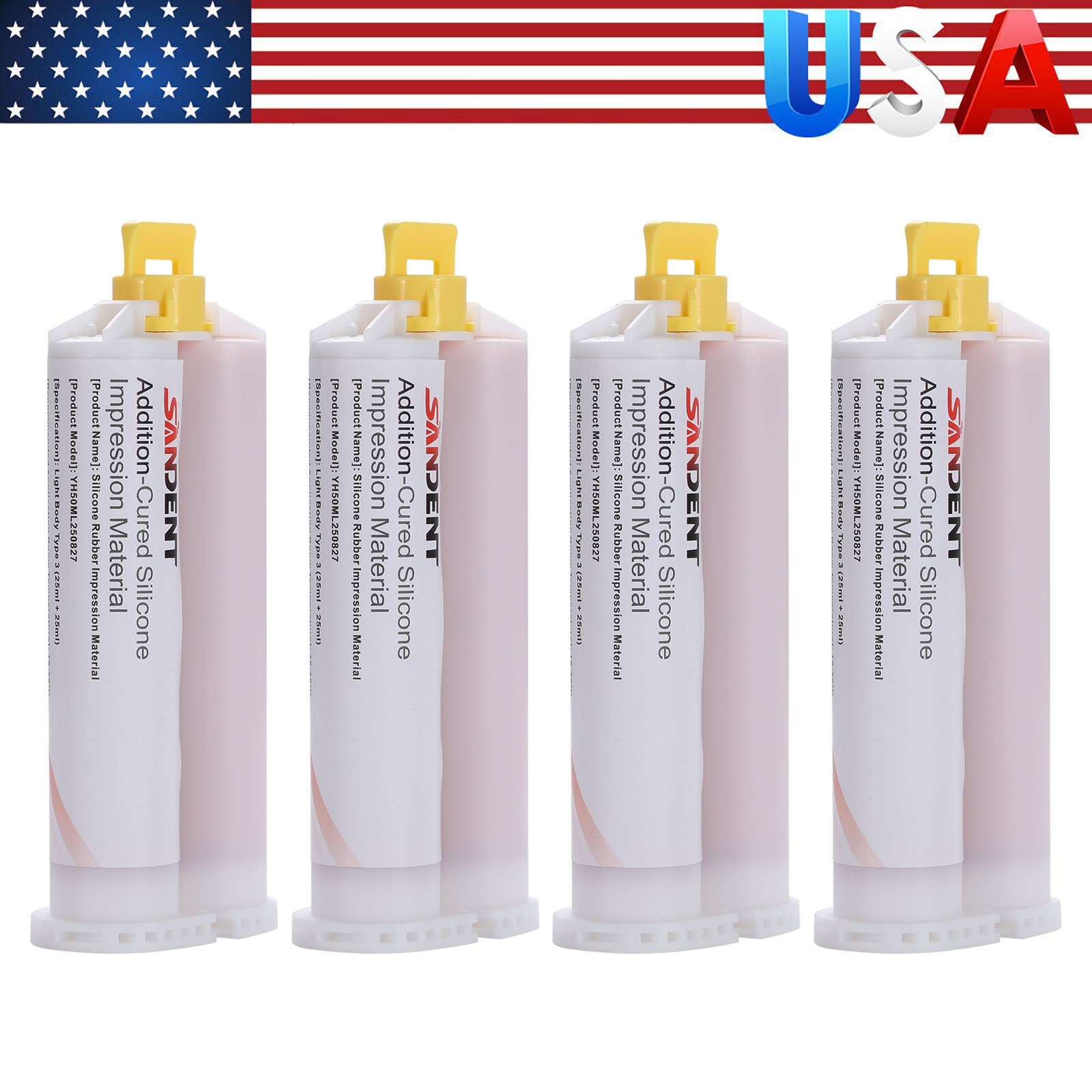 Dental Impression Material VPS Light Body Fast Set (4 Cartridge & 20 Tips) PVS