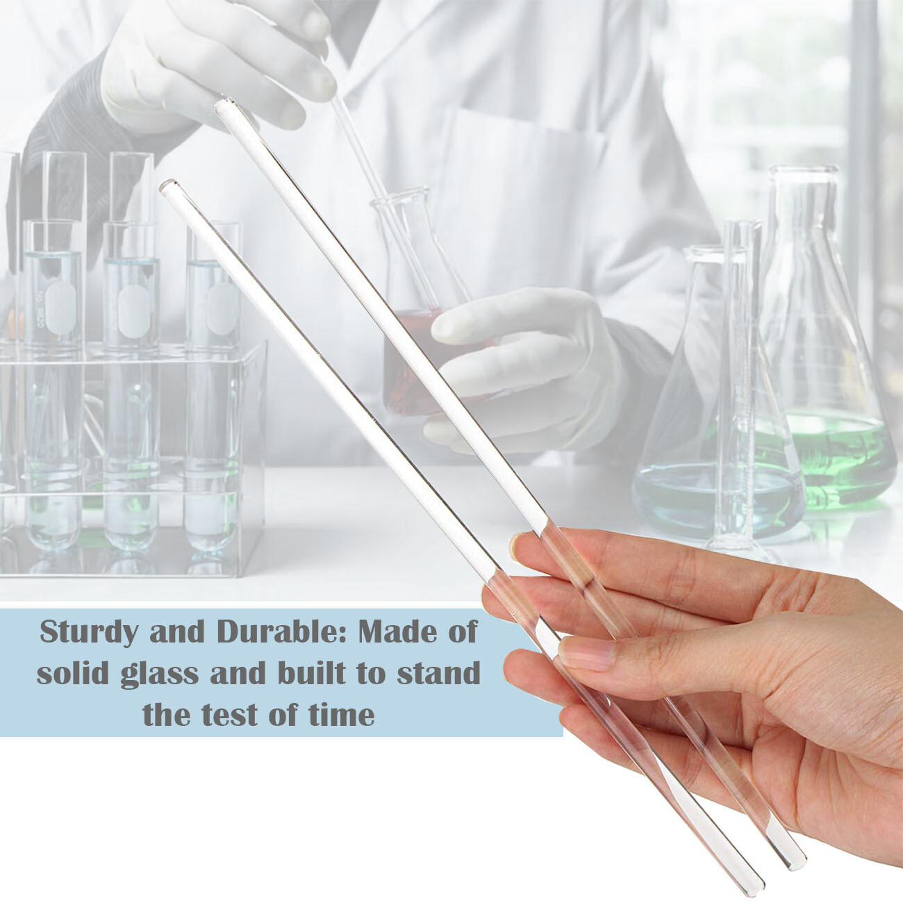 12PCS Glass Stirring Rods for MEdical Lab Use Science Lab Experiment Tool 10”