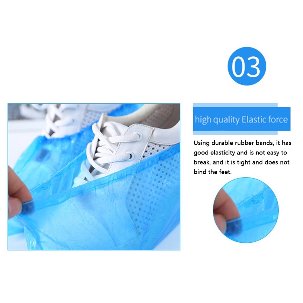 INTBUYING® 100 Pieces of Disposable Plastic Shoe Covers Portable Multipurpose