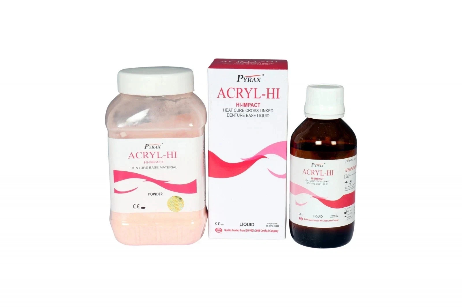 Dental ACRYL HI IMPACT Heat Cure Denture Base Material Powder 200gm Liquid 100ml