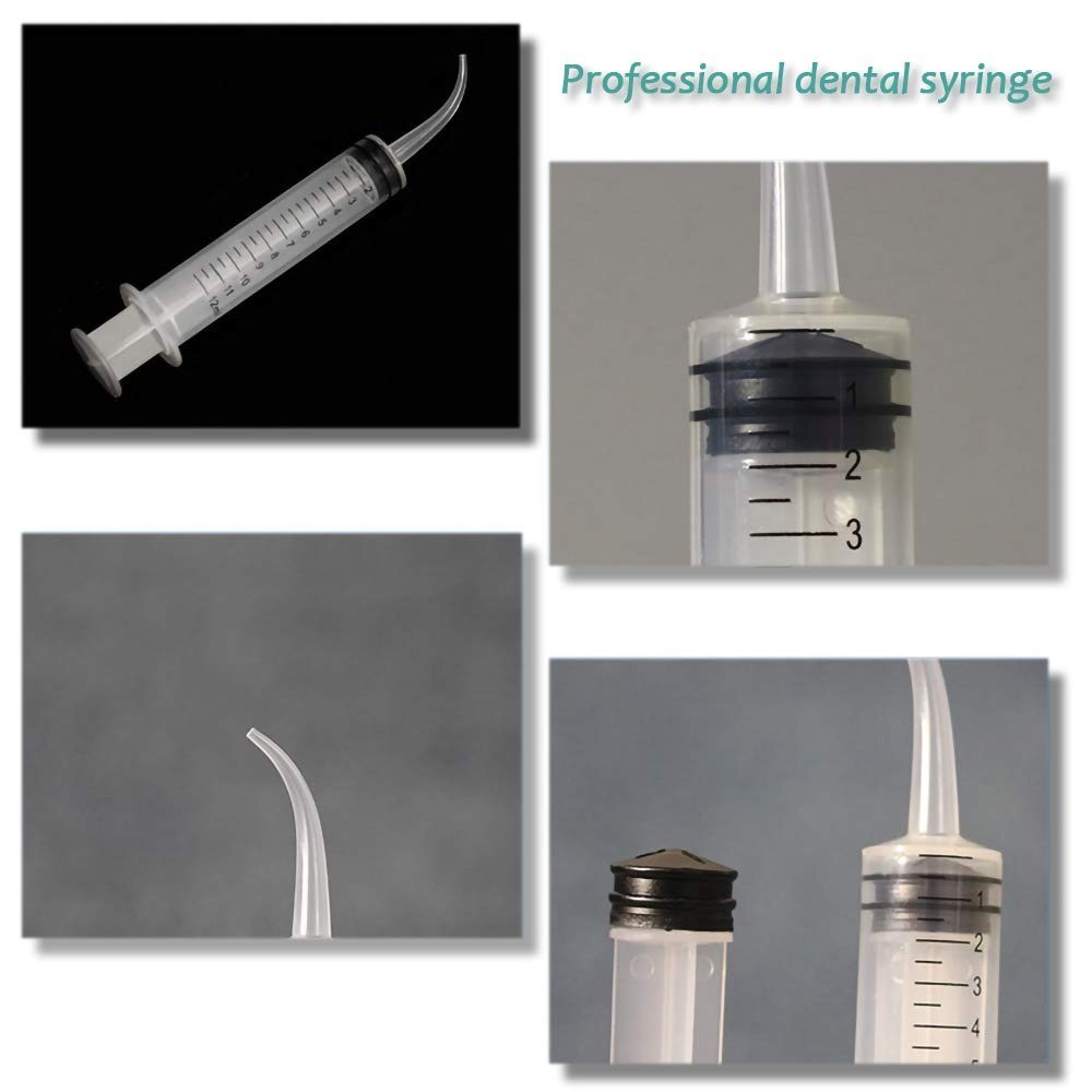 20 Pack Dental Syringe Disposable 12ml with Curved Tip for Oral Care