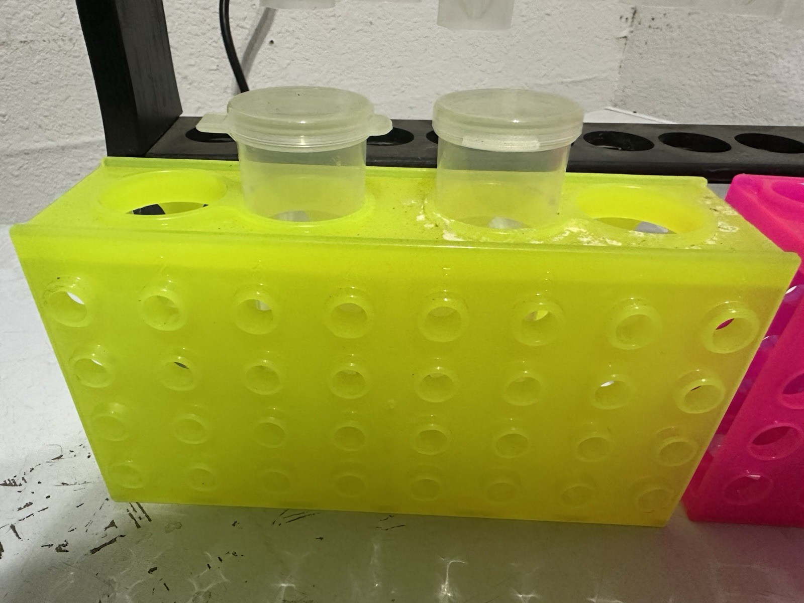 Laboratory Test Tube Rack Set Lot – 2 Tier Rack + 2 Plastic Racks + Tubes