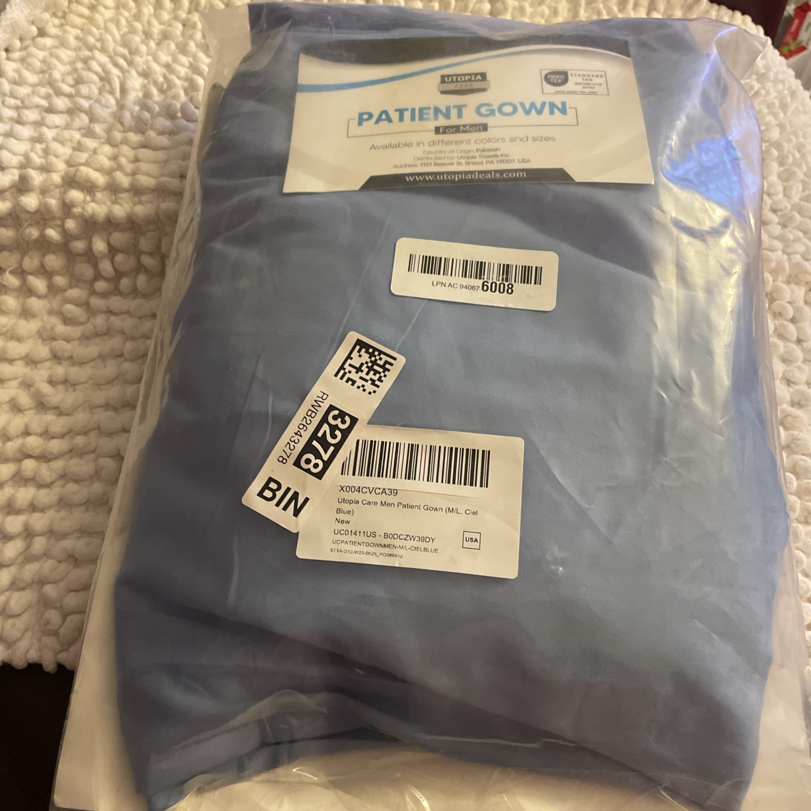 Utopia Care Patient Gown for Men Medium Blue Size (M/L)
