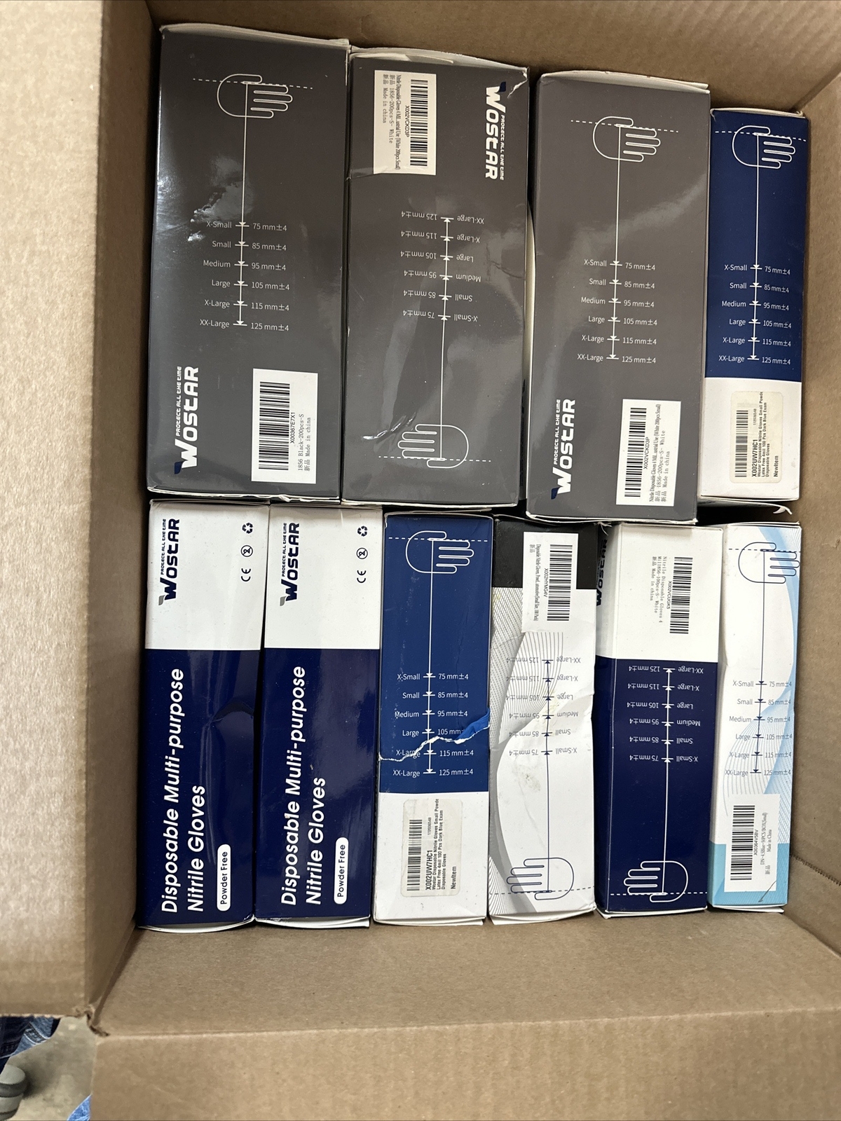 Nitrile Gloves Small…Lot of 1850 Gloves…Blue, Black, Orange…Damaged Boxes