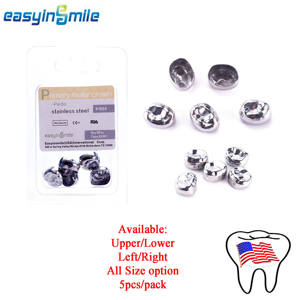 Dental Stainless Steel Primary Kids D Premolar E Crown Molar Crowns All Sizes
