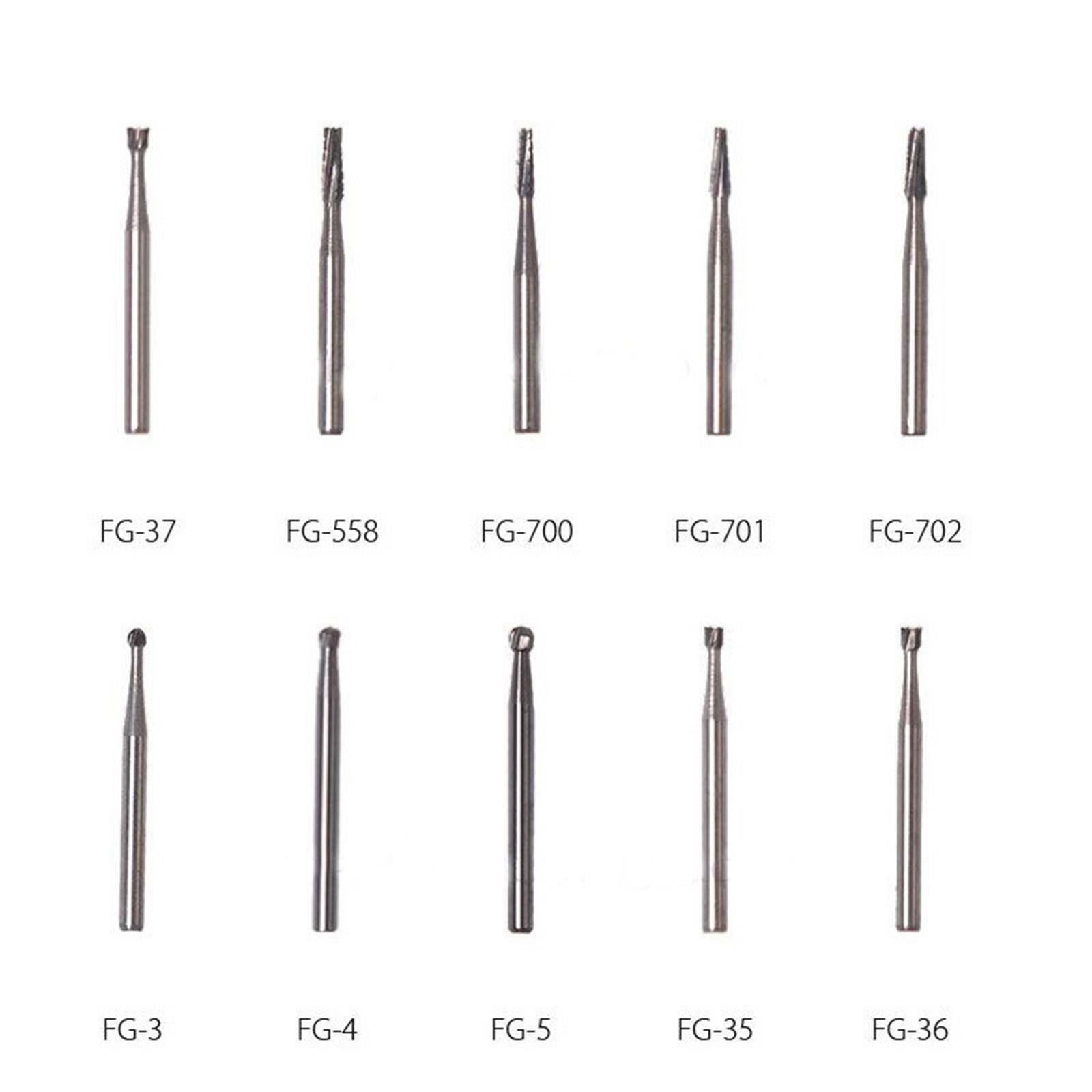 10pcs/Pack Dental Round Carbide Steel Drills Burs FG for High Speed Handpiece