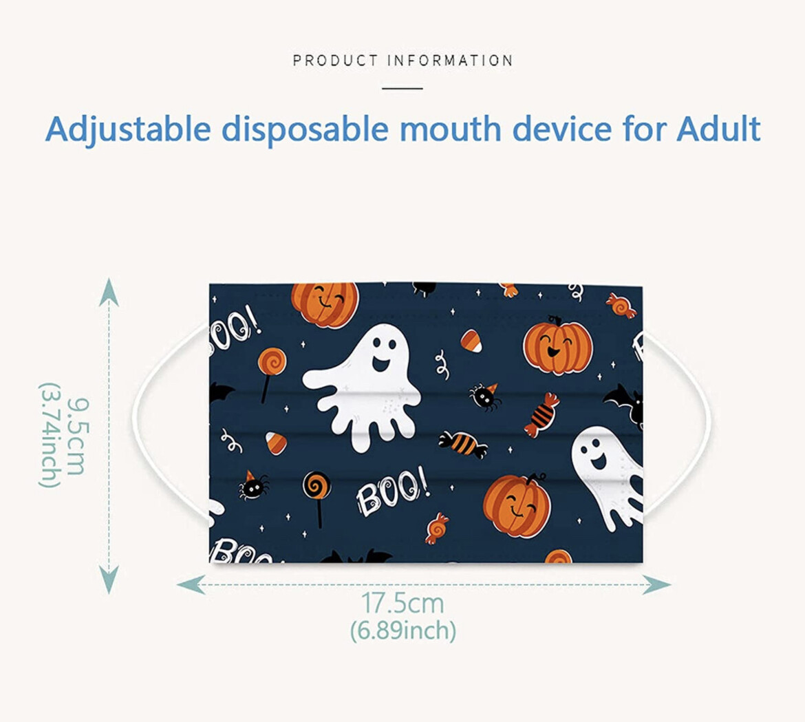 25/50Pcs Disposable Face Mask Halloween Three Ply Ear-Loop Mouth Cover US Seller