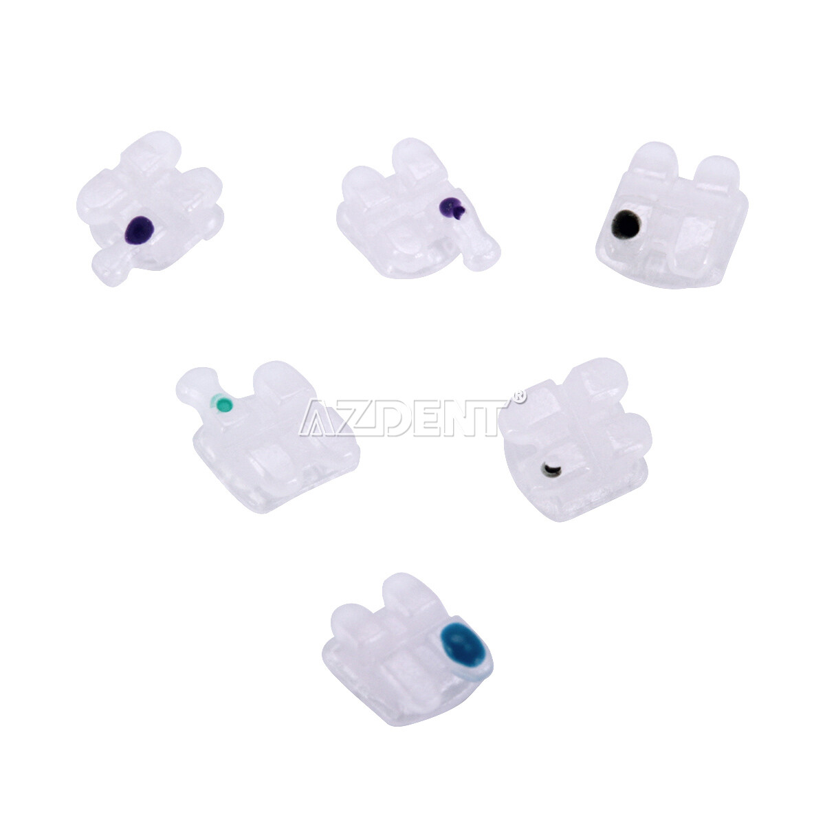 10 Packs AZDENT Dental Orthodontic Ceramic Brackets Braces 5*5 MBT.022 Hooks 345
