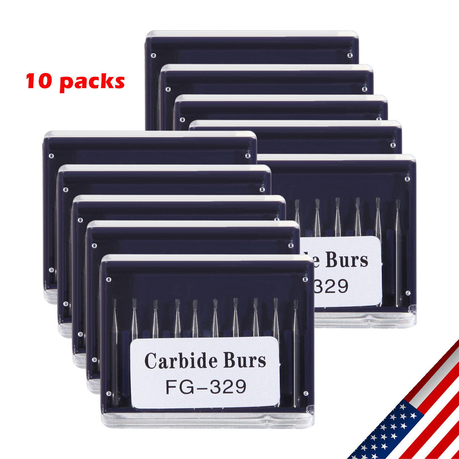 1-10*Dental Carbide Burs Pear-Shaped Type for High Speed Tungsten Steel FG#329