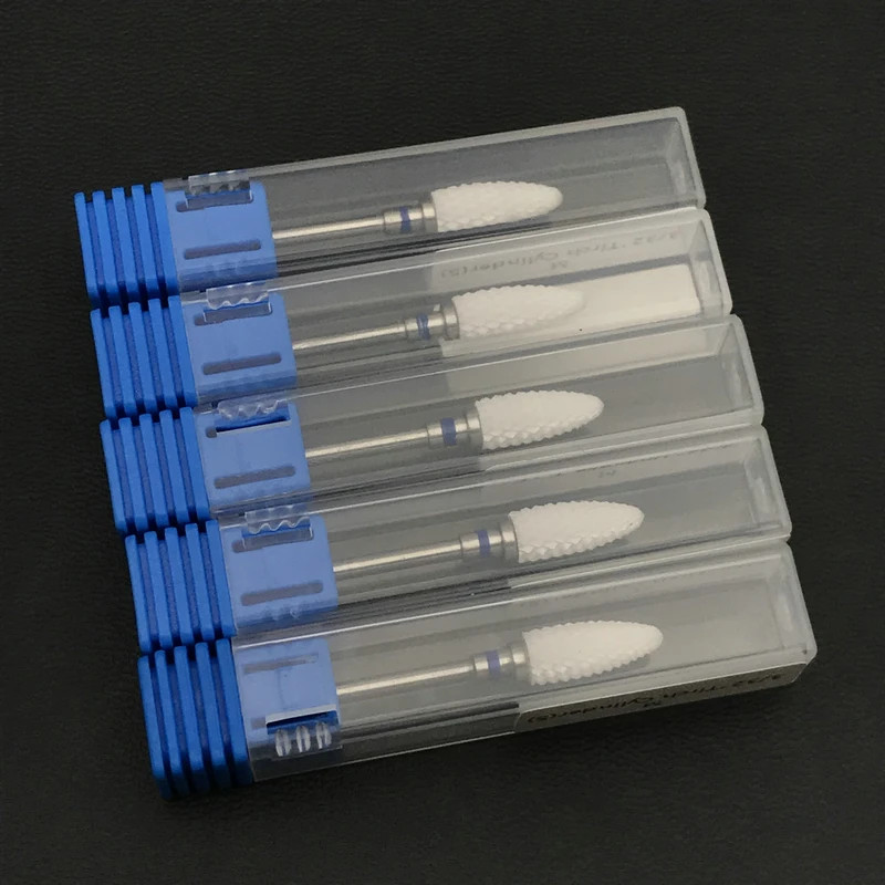5pc Dental Lab Zirconia Ceramic Burs Bullet Shape 3/32 HP Shank Polisher Drills