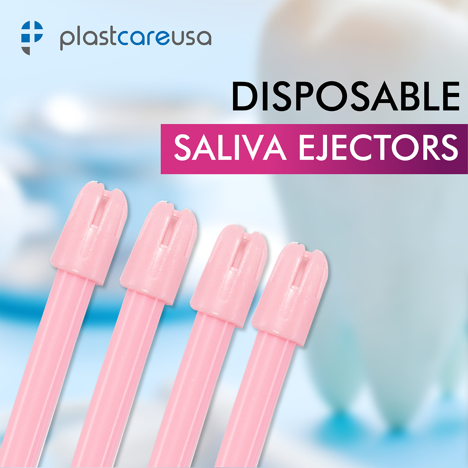 100 (1 Bag) Pink Dental Saliva Ejectors Ejector Disposable Suction Tips