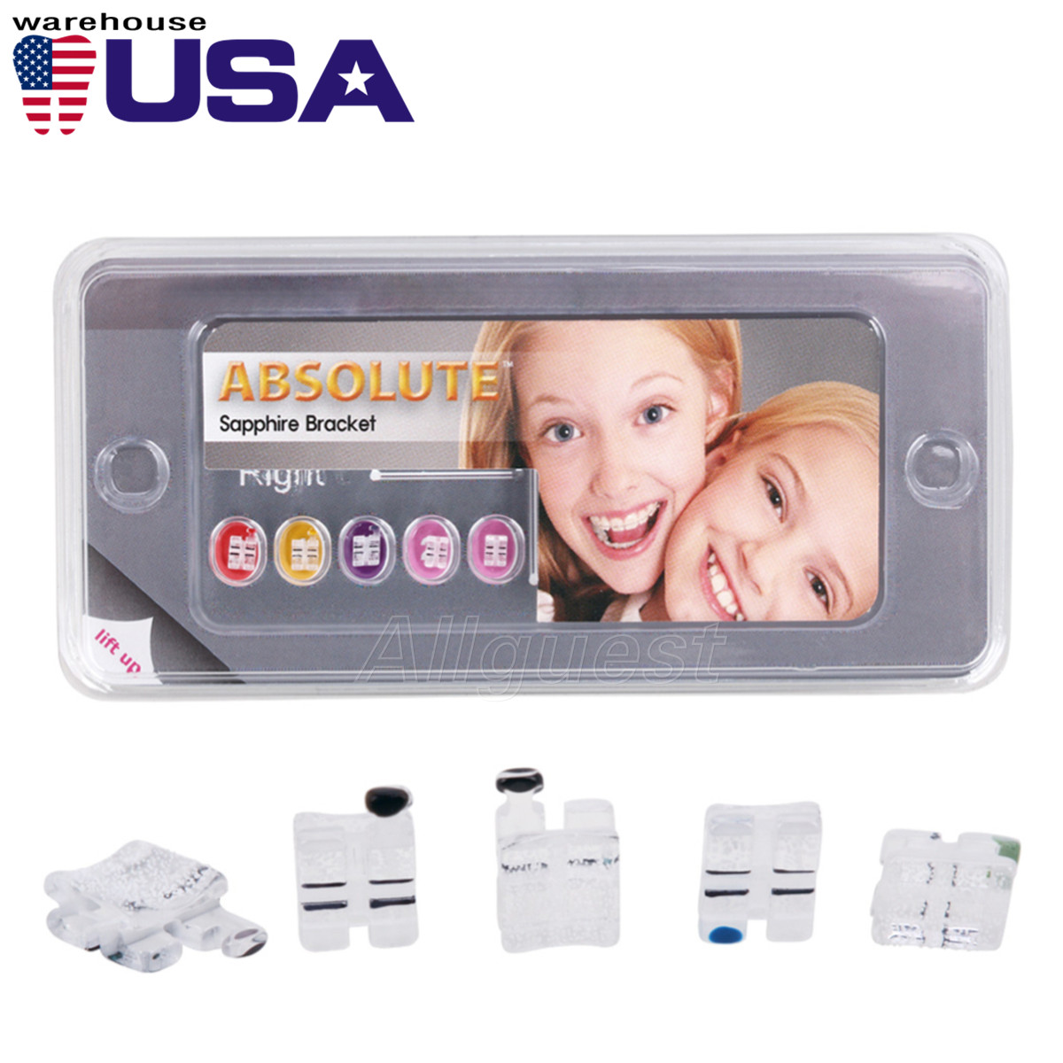 Dental Orthodontic Sapphire Ceramic Brackets Braces Mini Roth.022 Hooks 345 USA