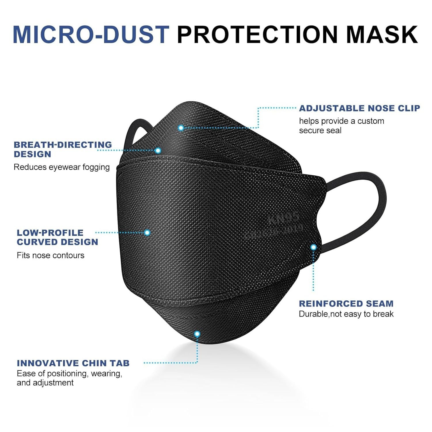 KN95 Face Mask Disposable Adults – 100 Pack 5 Layer Protection Adjustable KN95