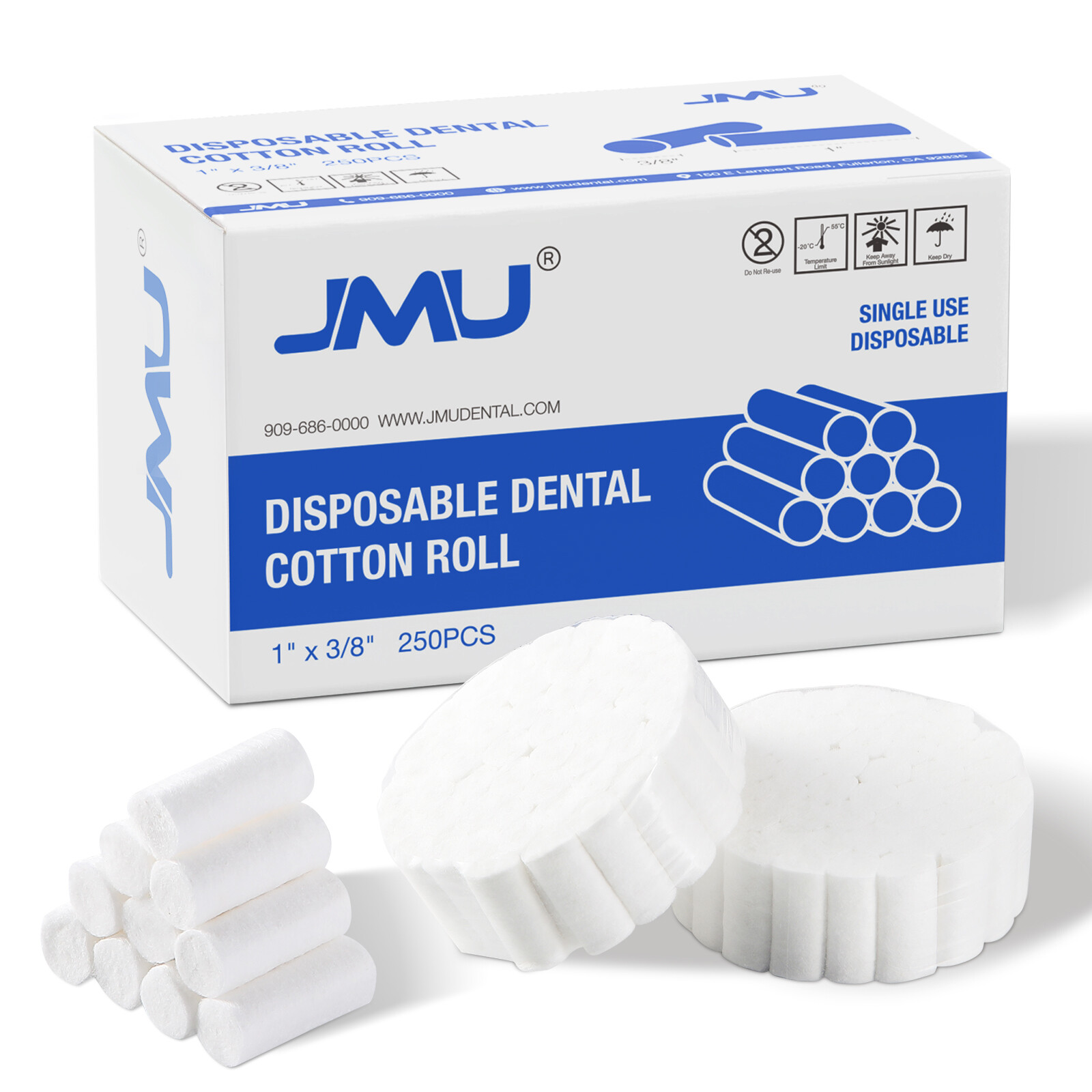 JMU Dental Cotton Rolls for Mouth Gauze and Nosebleed 1″ Non-Sterile Up to 10000