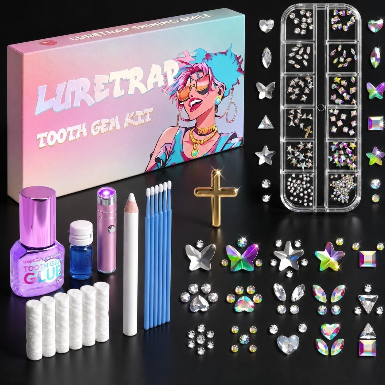 Embellish Your Smile with 30 Colorful Crystal Tooth Gems – Y2K Fashion