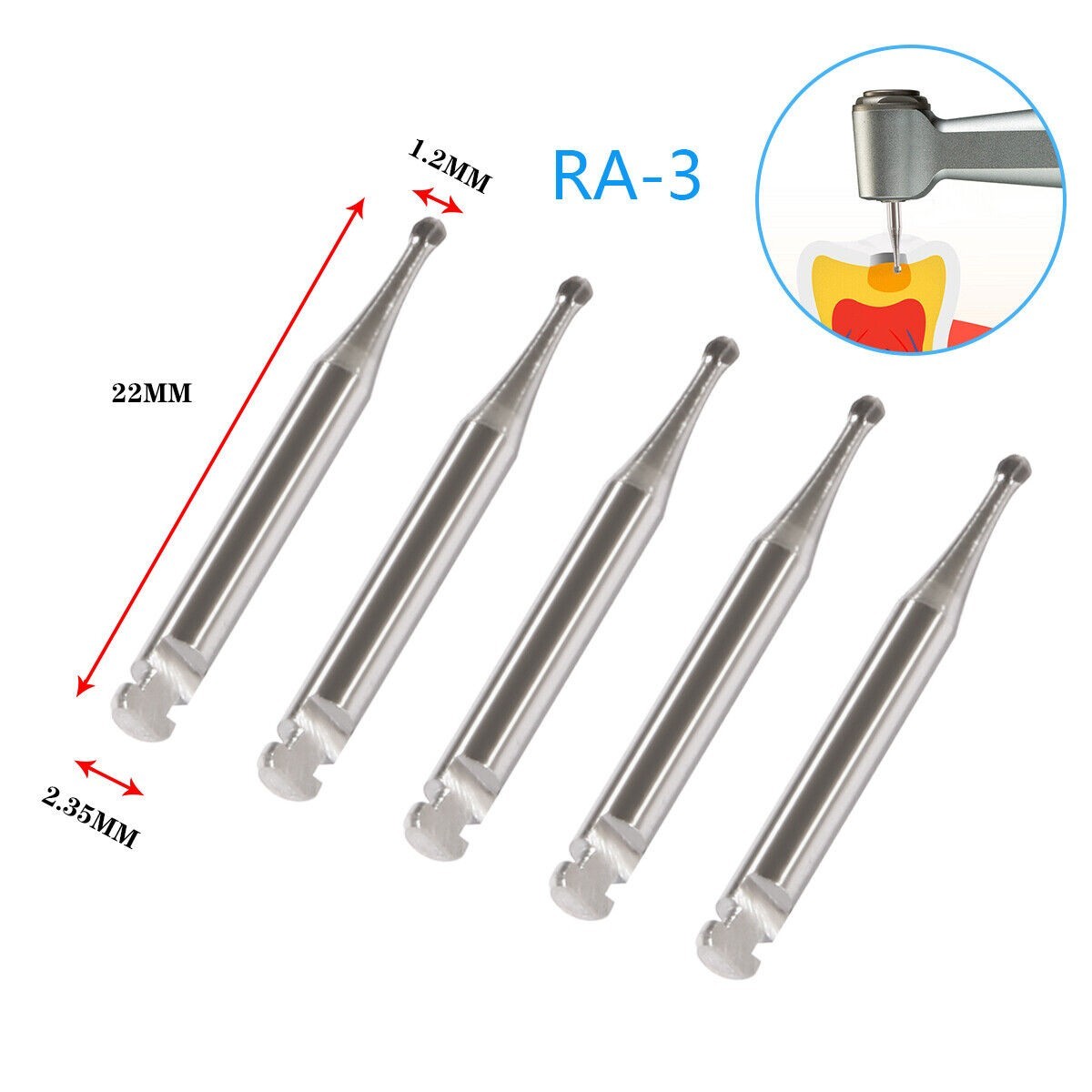 Dental Round Latch Carbide Bur RA 1 2 3 4 5 6 7 8 For Slow Speed 5Pcs/Box