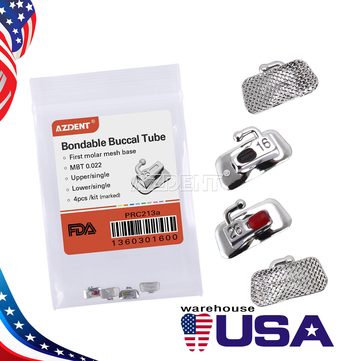 AZDENT Dental 1st Molar Tubos Bucales Adheribles No Conv Roth/MBT.022